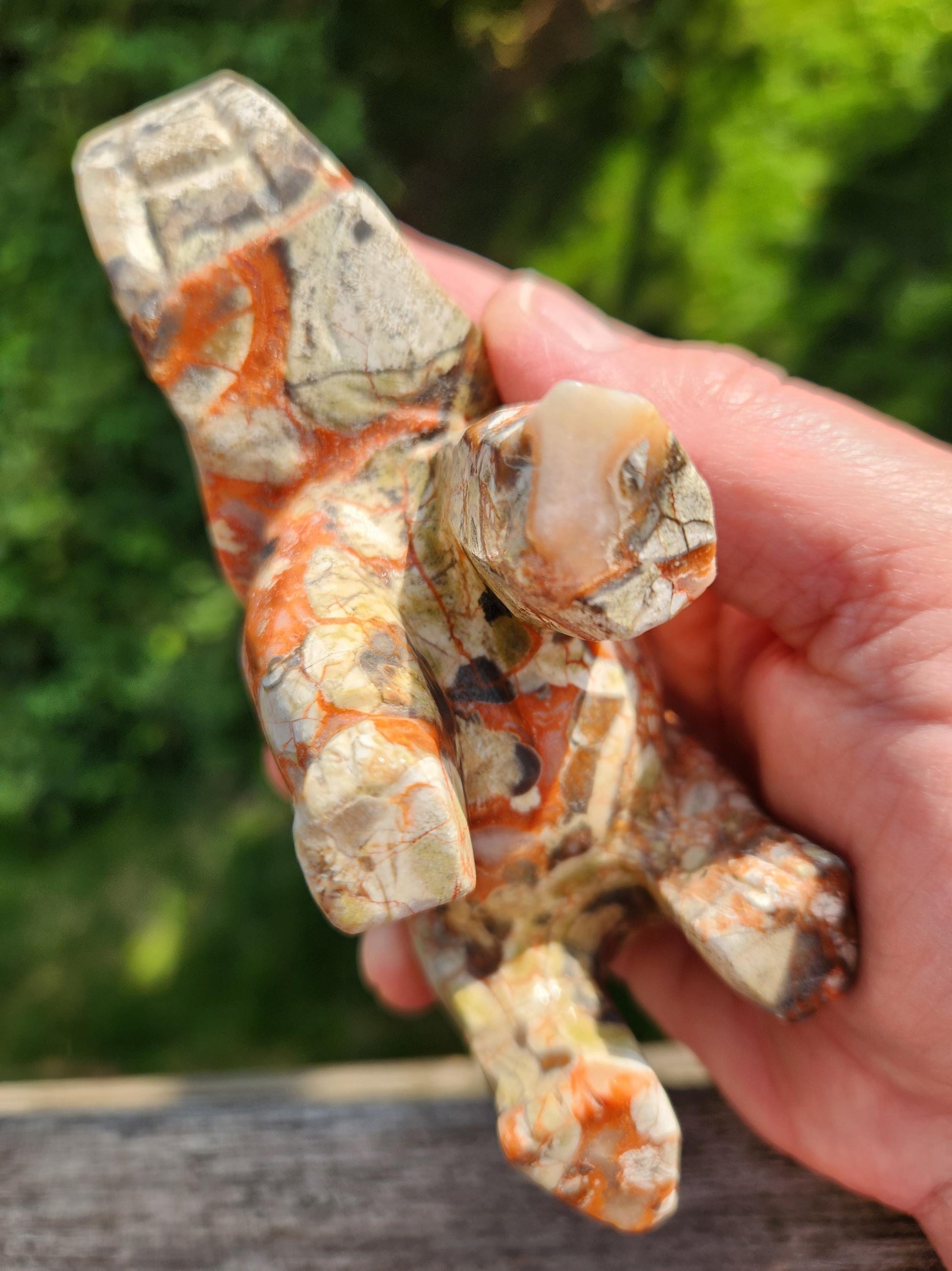 Carved Money Agate Elephant: High Polished Crystal Stone