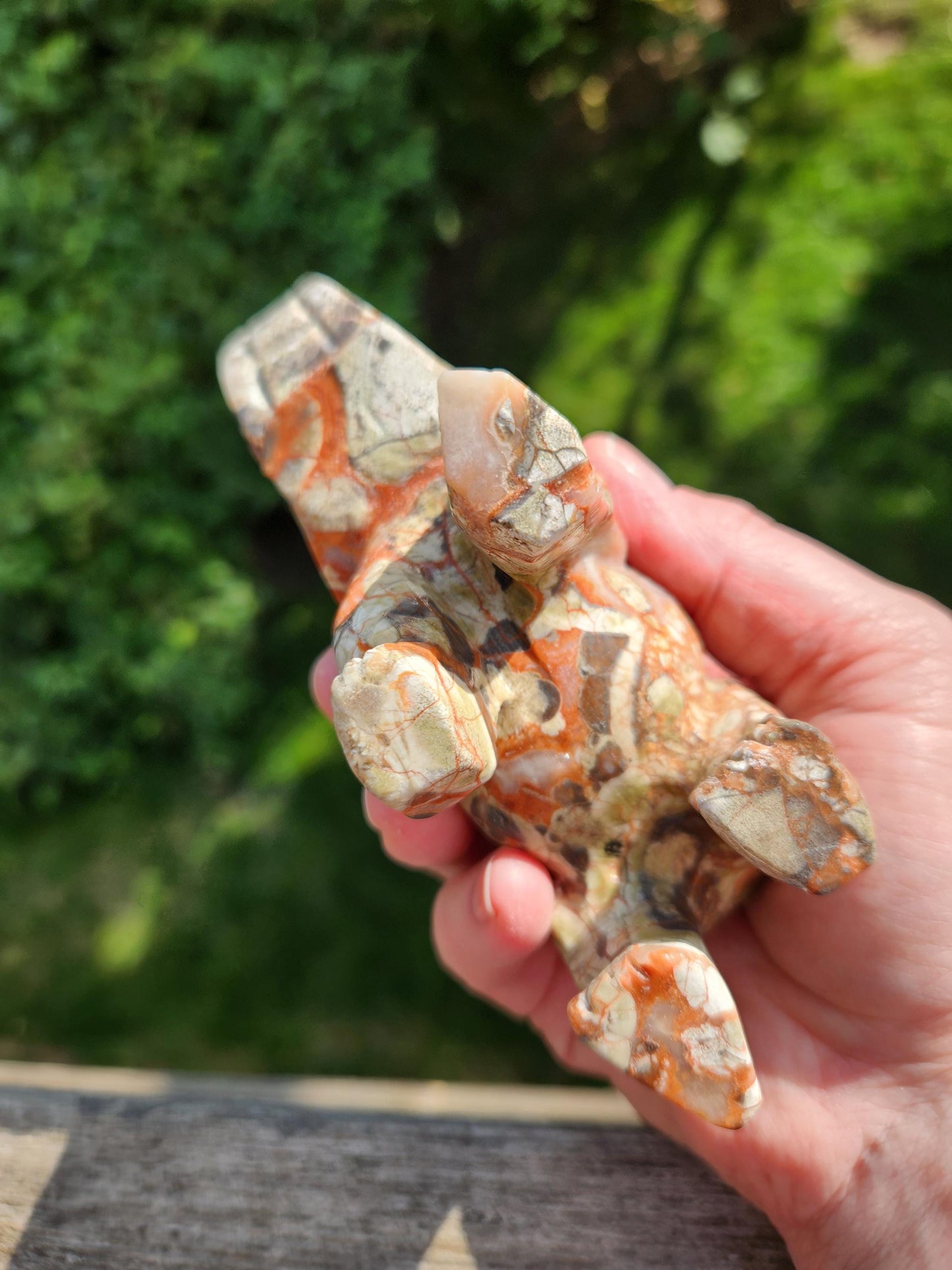 Carved Money Agate Elephant: High Polished Crystal Stone