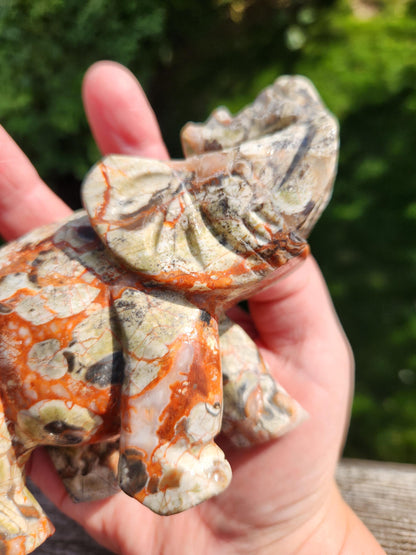 Carved Money Agate Elephant: High Polished Crystal Stone