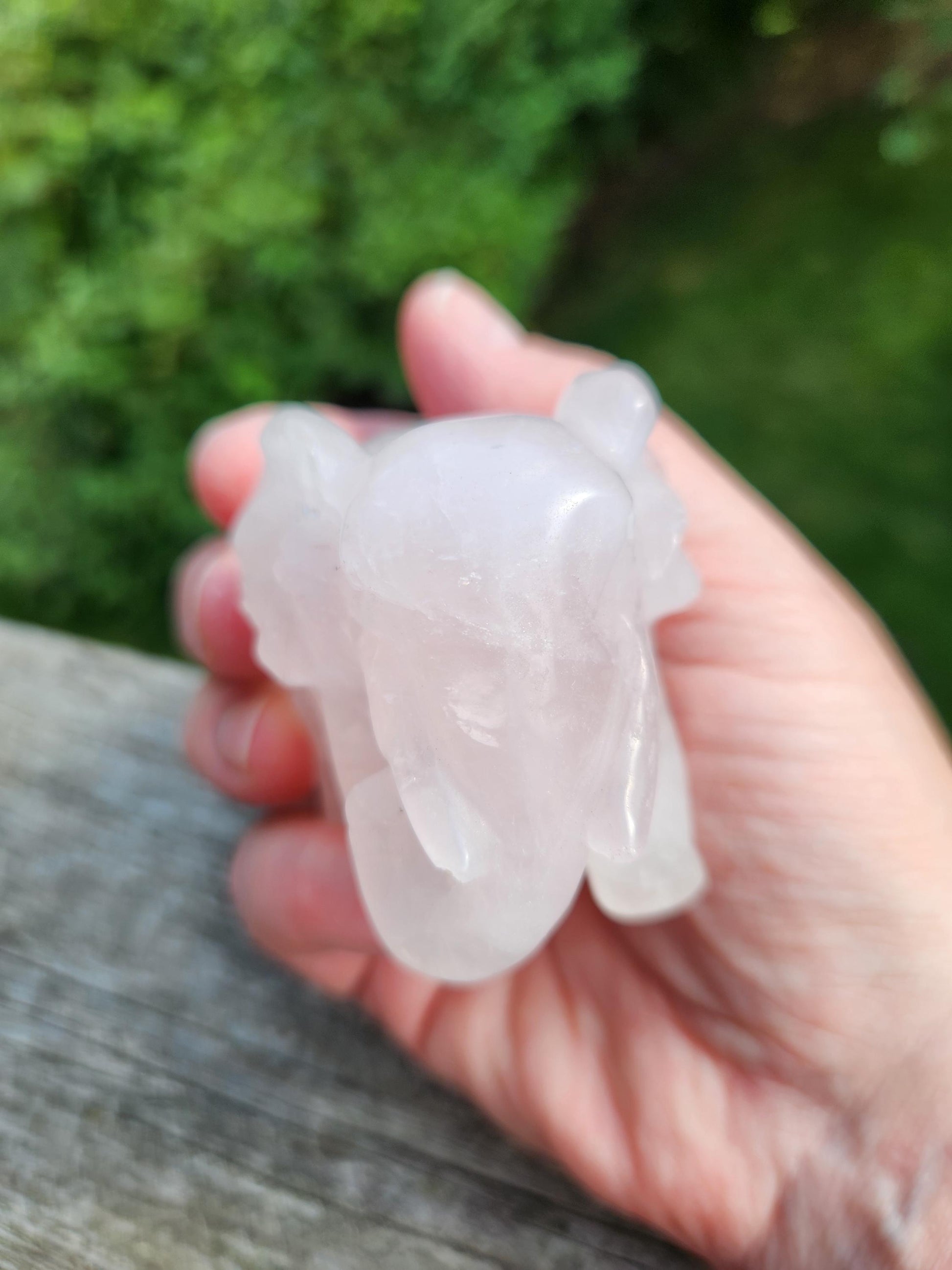 Rose Quartz Carved Elephant Crystal Stone