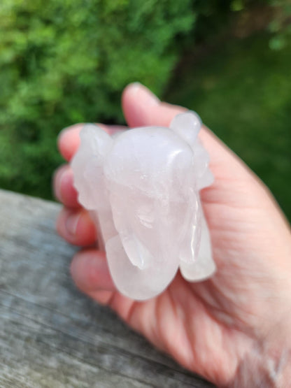 Rose Quartz Carved Elephant Crystal Stone