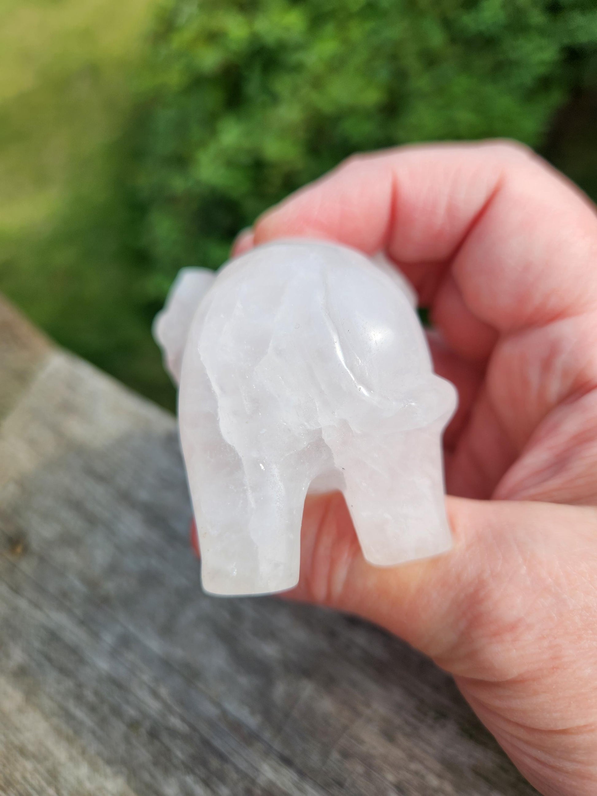 Rose Quartz Carved Elephant Crystal Stone