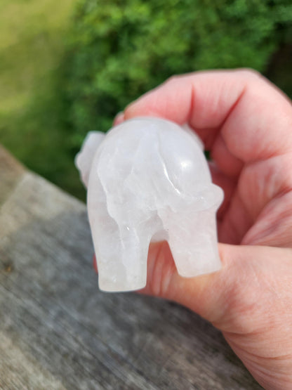 Rose Quartz Carved Elephant Crystal Stone