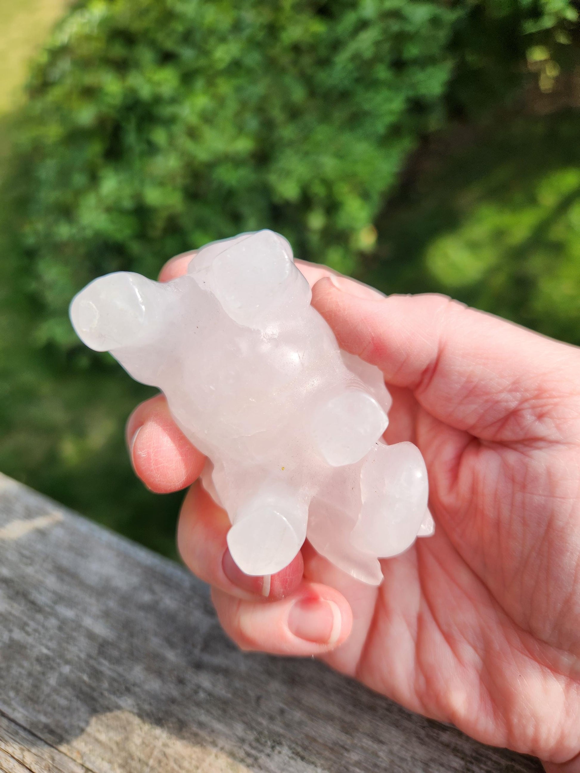 Rose Quartz Carved Elephant Crystal Stone