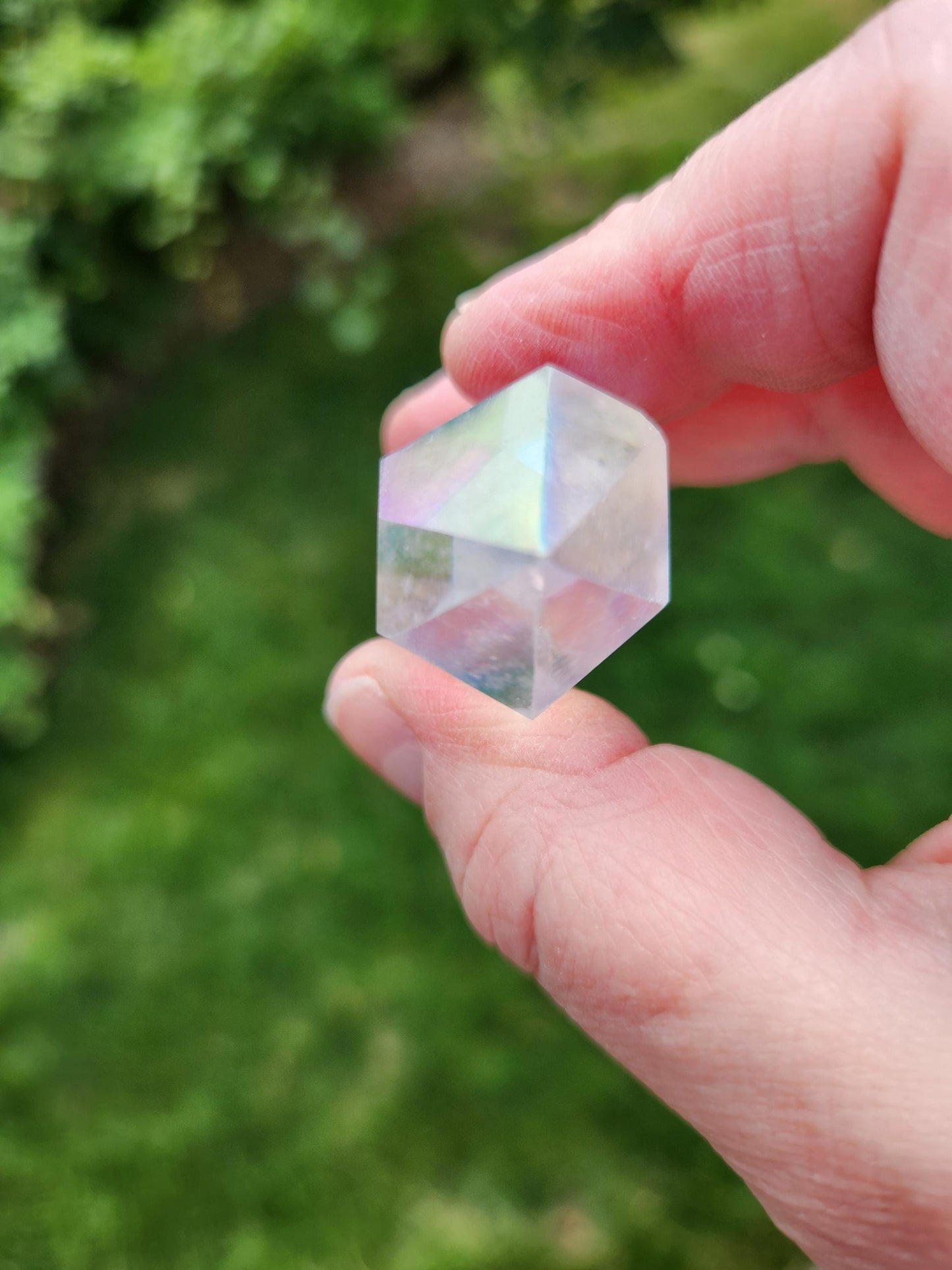 Aura Clear Quartz Crystal DT, Double Terminated Point, Wand