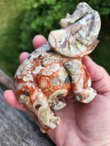Carved Money Agate Elephant: High Polished Crystal Stone