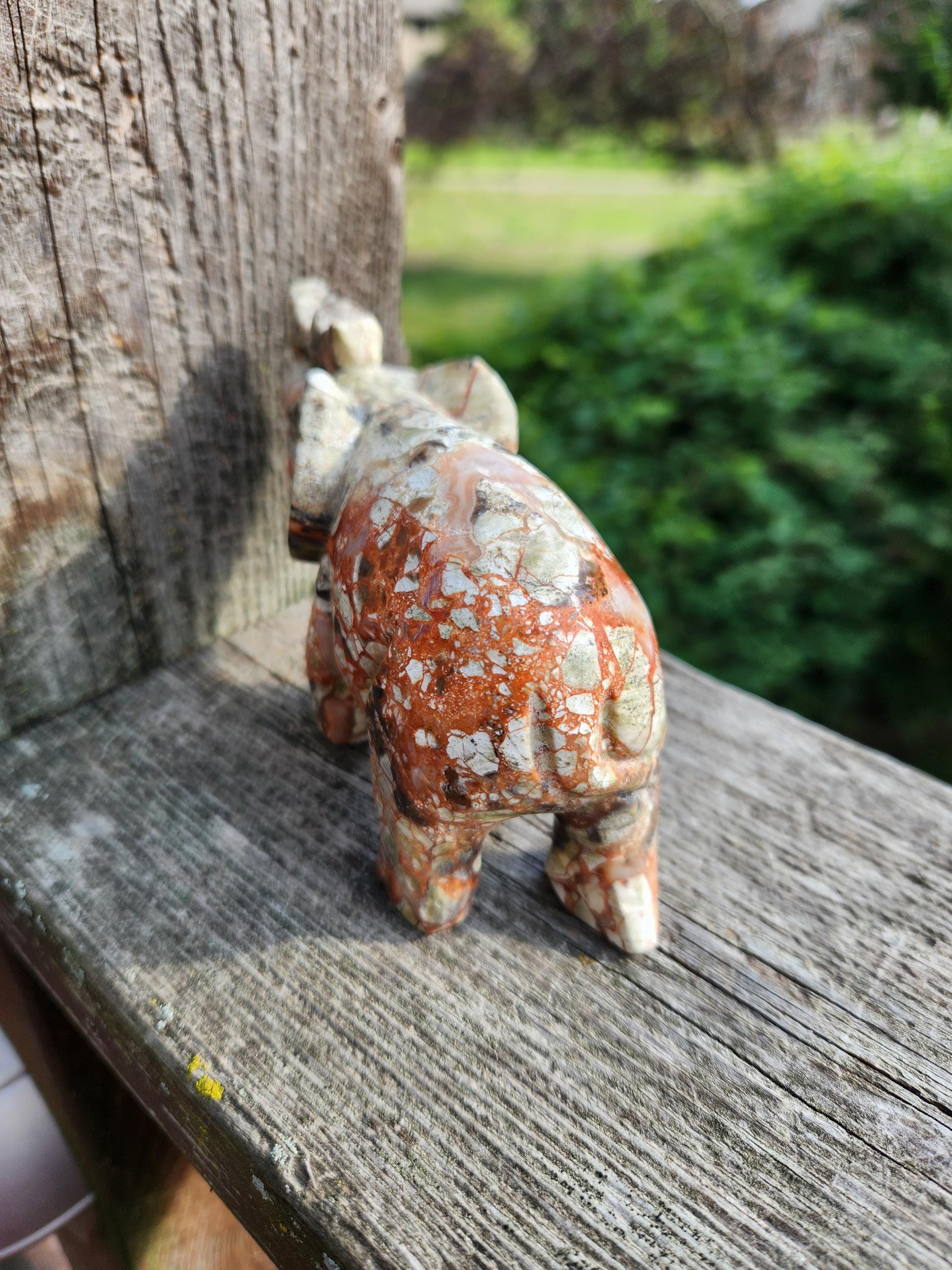 Carved Money Agate Elephant: High Polished Crystal Stone