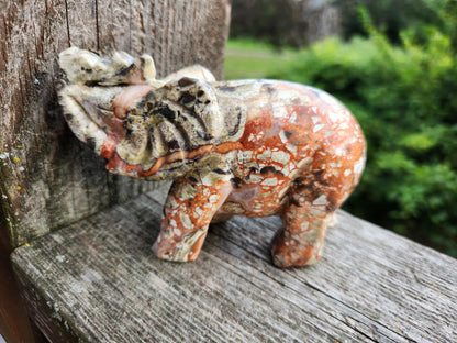 Carved Money Agate Elephant: High Polished Crystal Stone