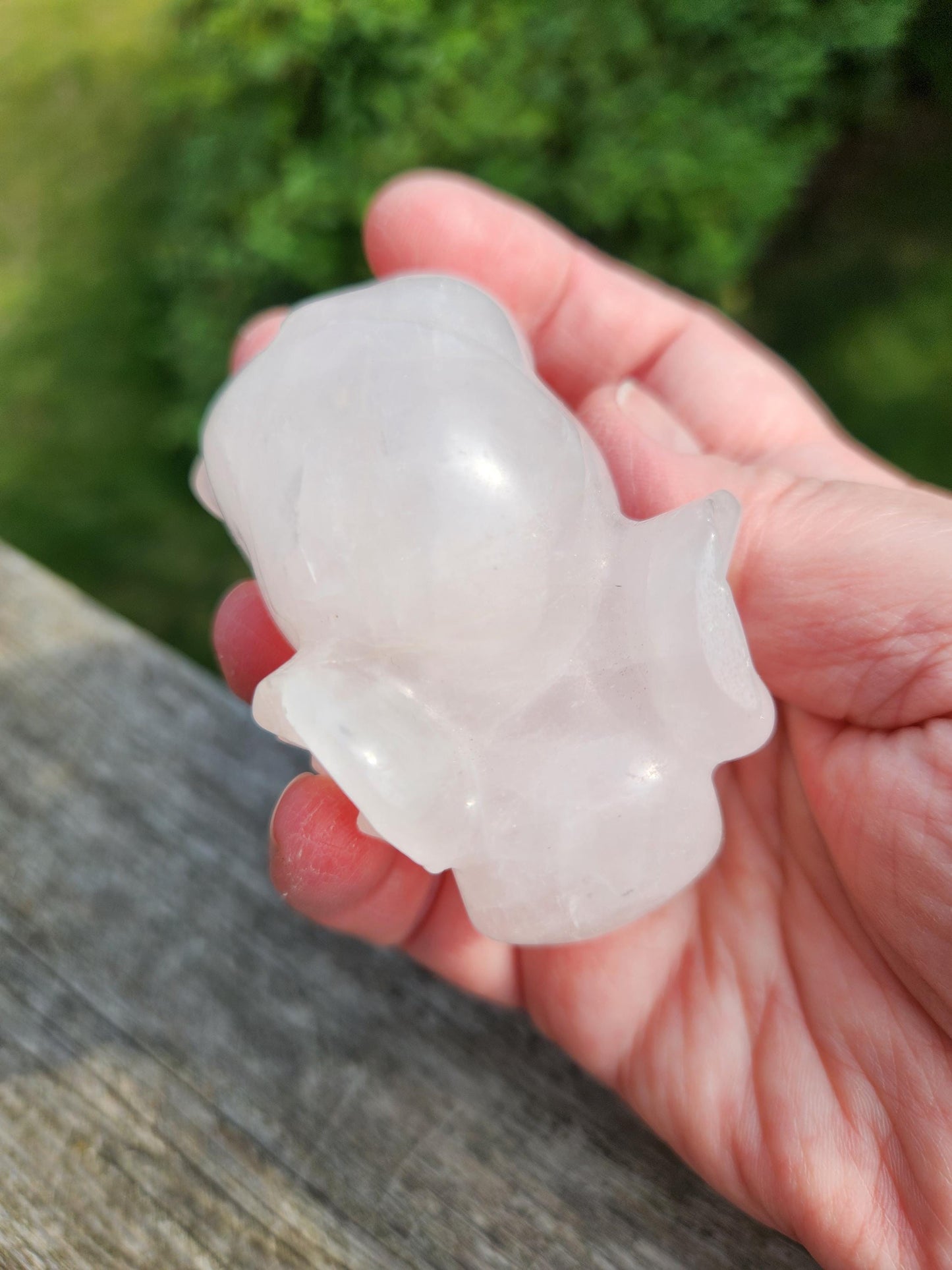 Rose Quartz Carved Elephant Crystal Stone