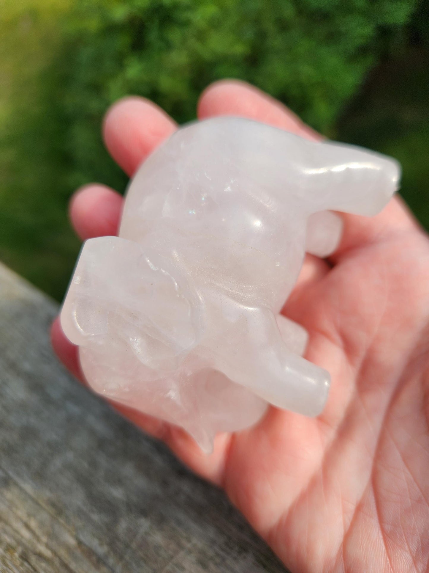 Rose Quartz Carved Elephant Crystal Stone