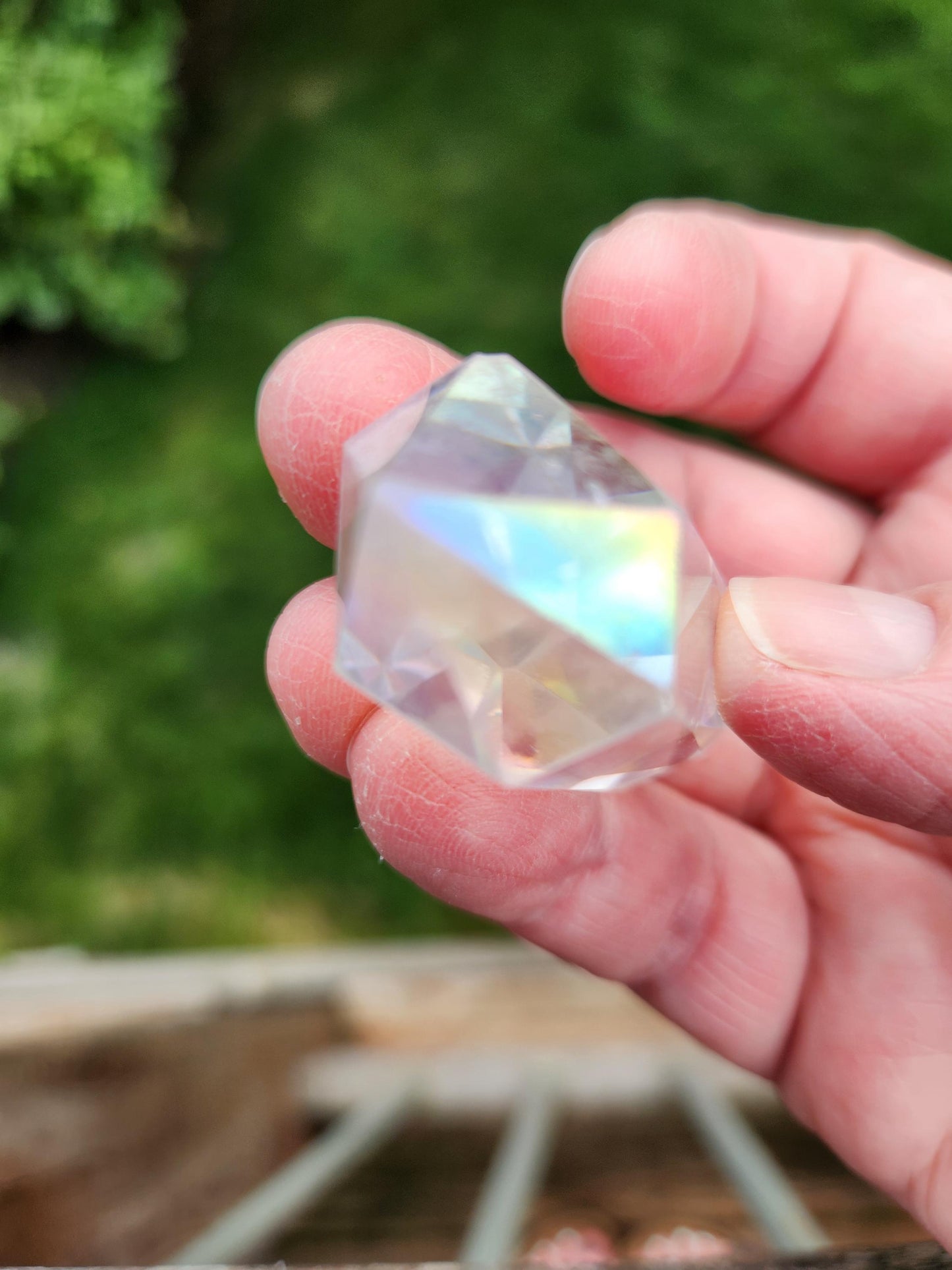 Aura Clear Quartz Crystal DT, Double Terminated Point, Wand