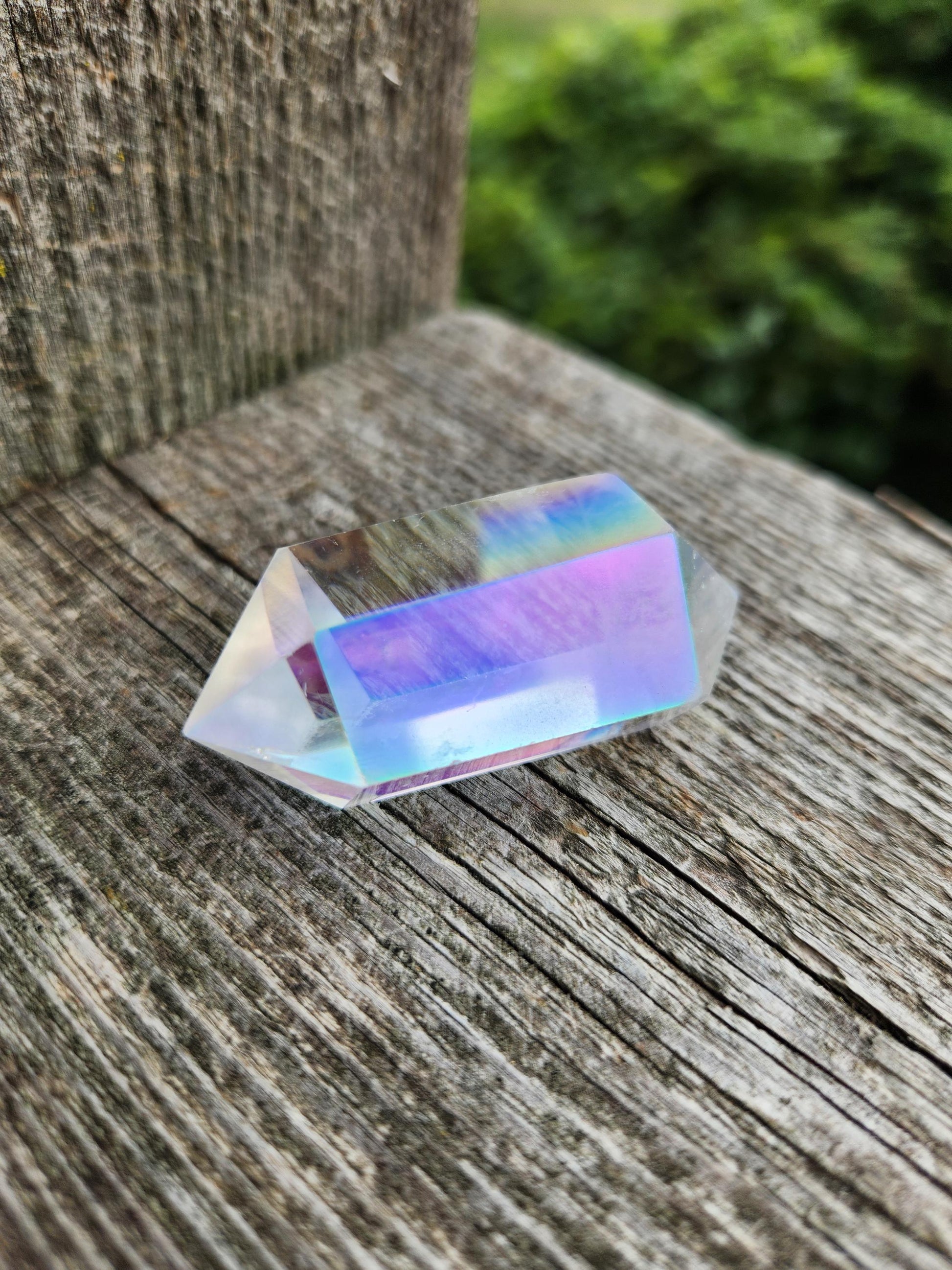 Aura Clear Quartz Crystal DT, Double Terminated Point, Wand