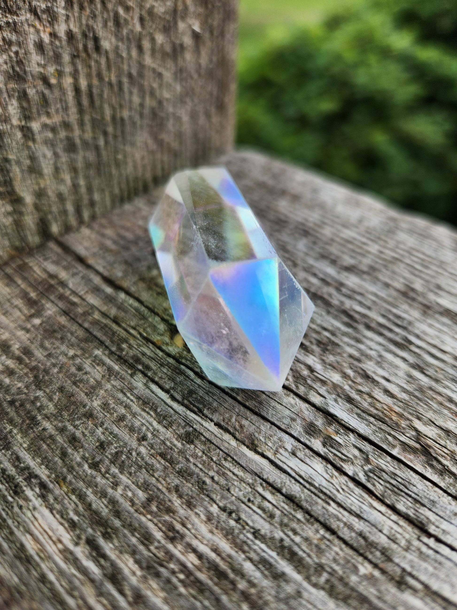 Aura Clear Quartz Crystal DT, Double Terminated Point, Wand