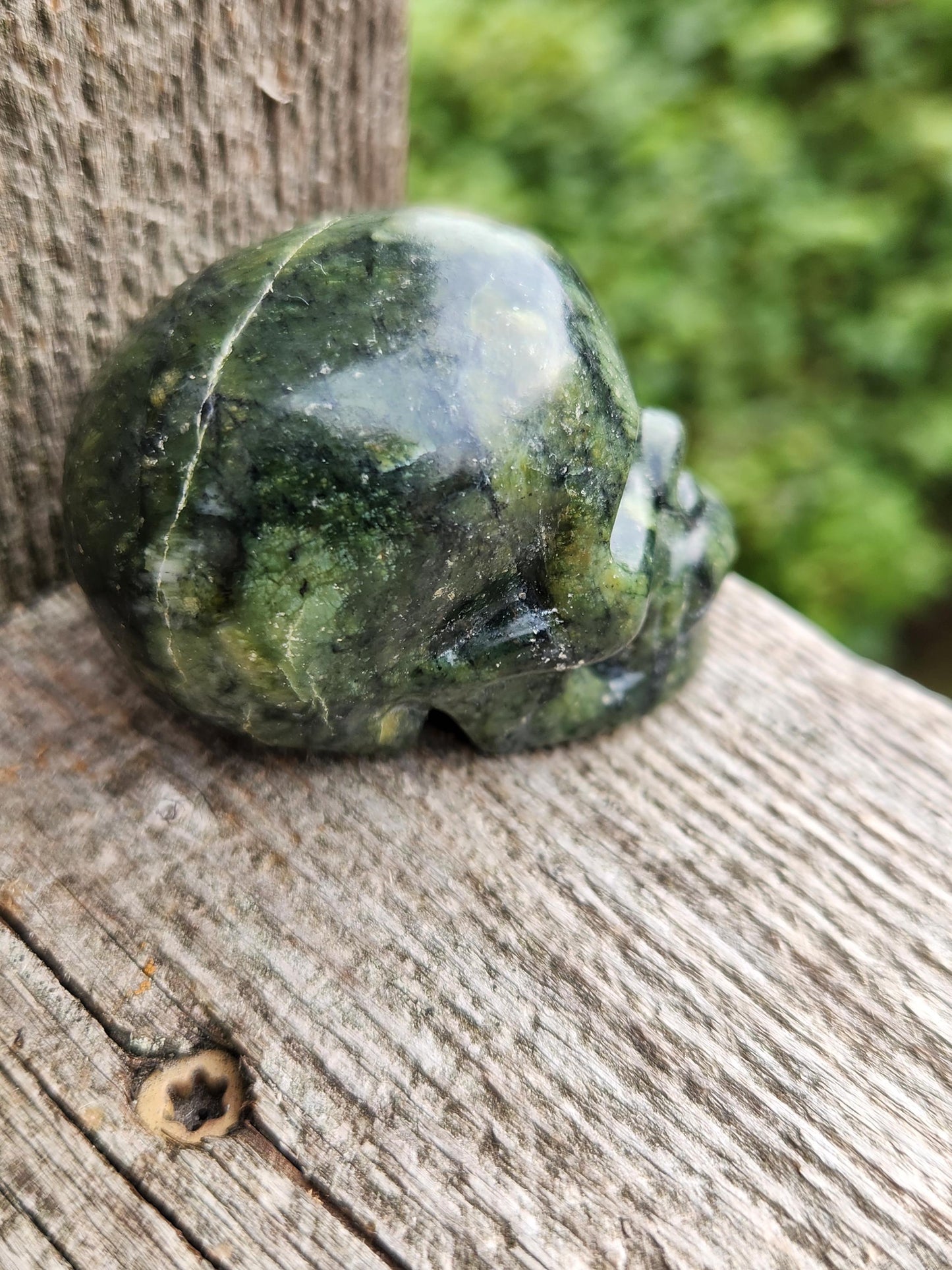 Dark Green Jade Crystal Skull
