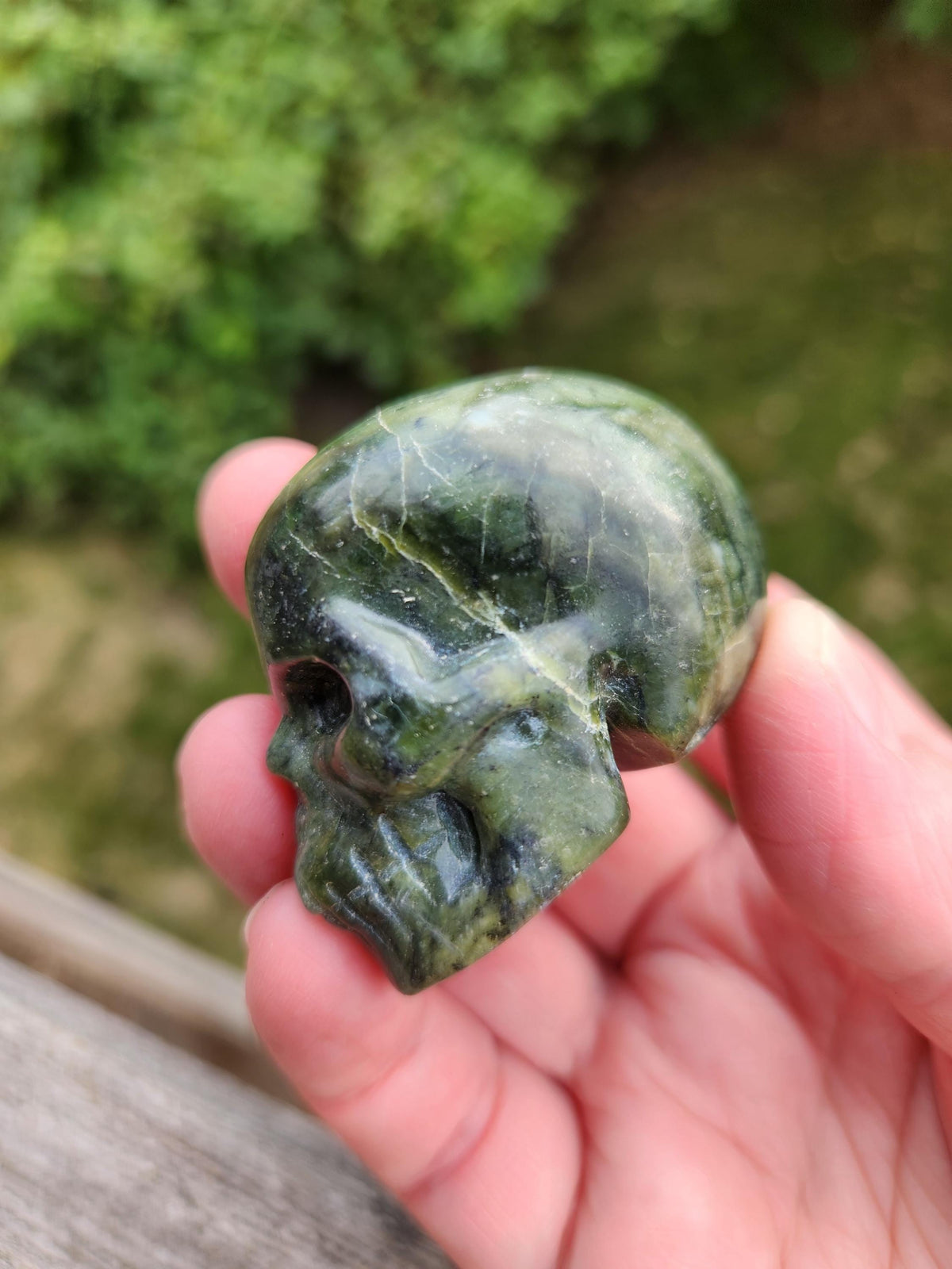 Dark Green Jade Crystal Skull