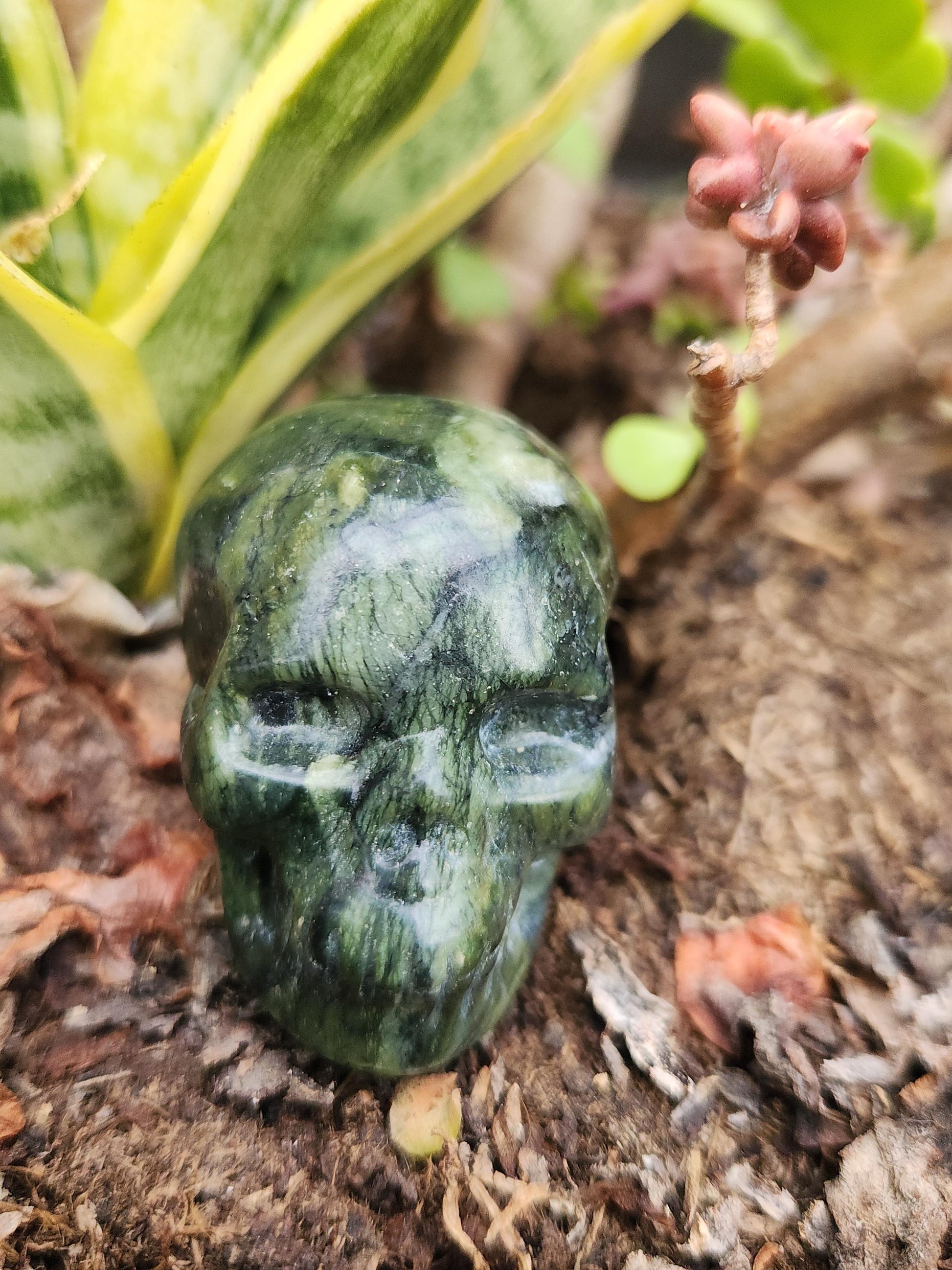 Dark Green Jade Crystal Skull