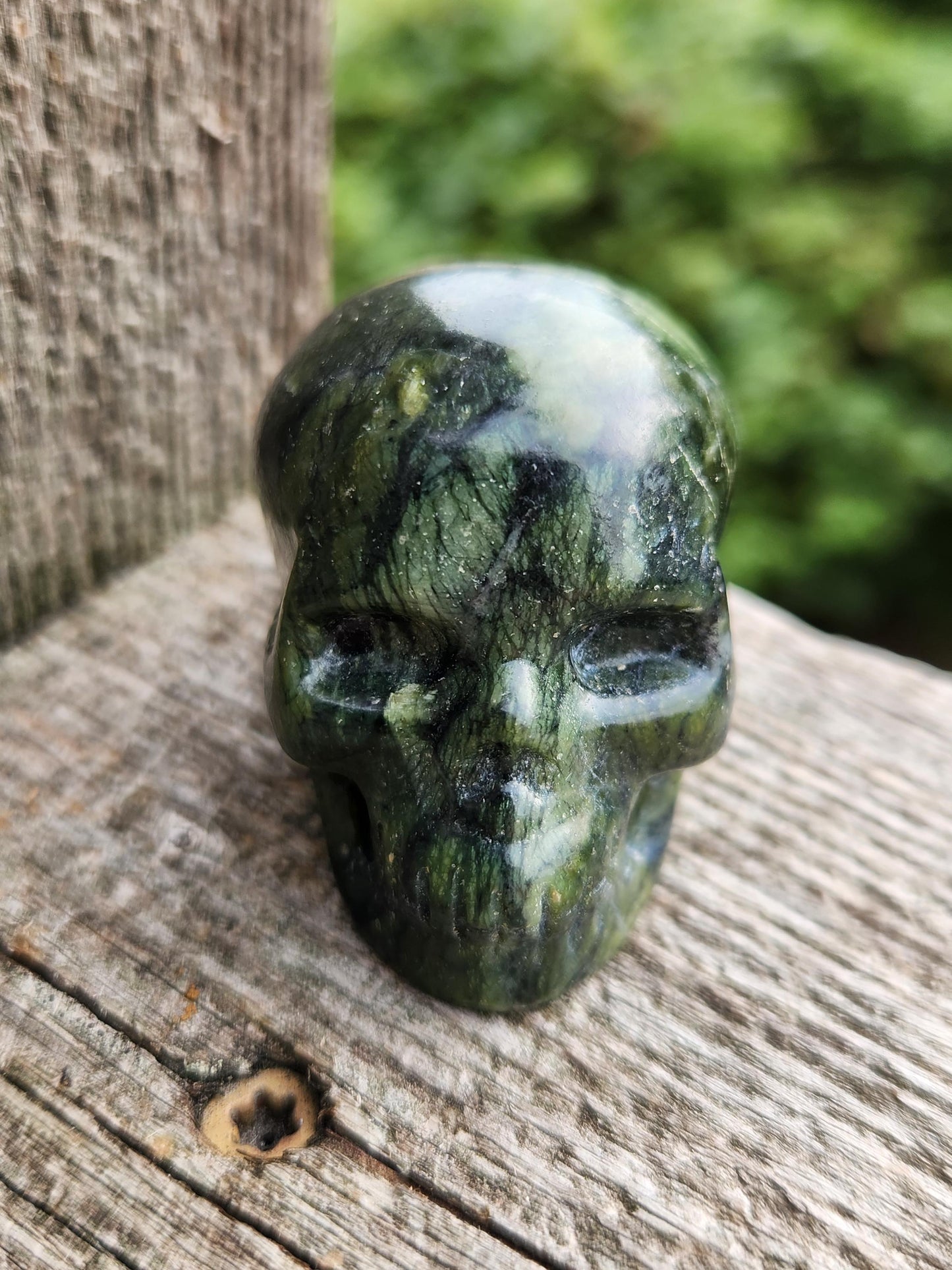 Dark Green Jade Crystal Skull