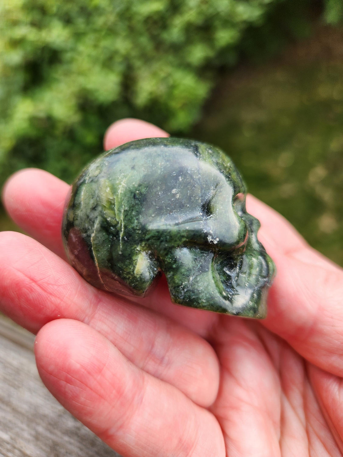Dark Green Jade Crystal Skull