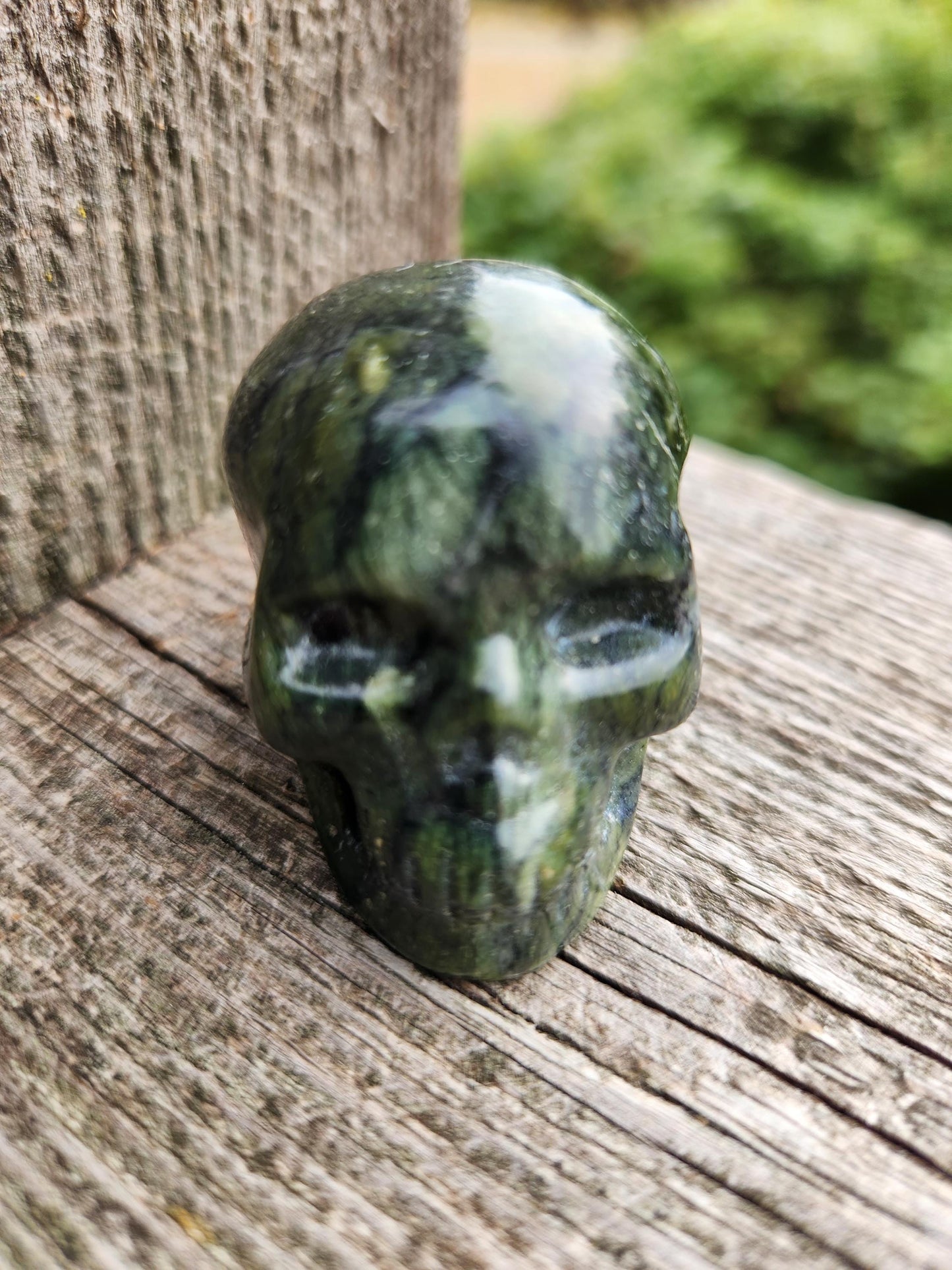 Dark Green Jade Crystal Skull