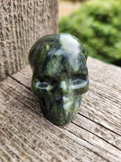 Dark Green Jade Crystal Skull