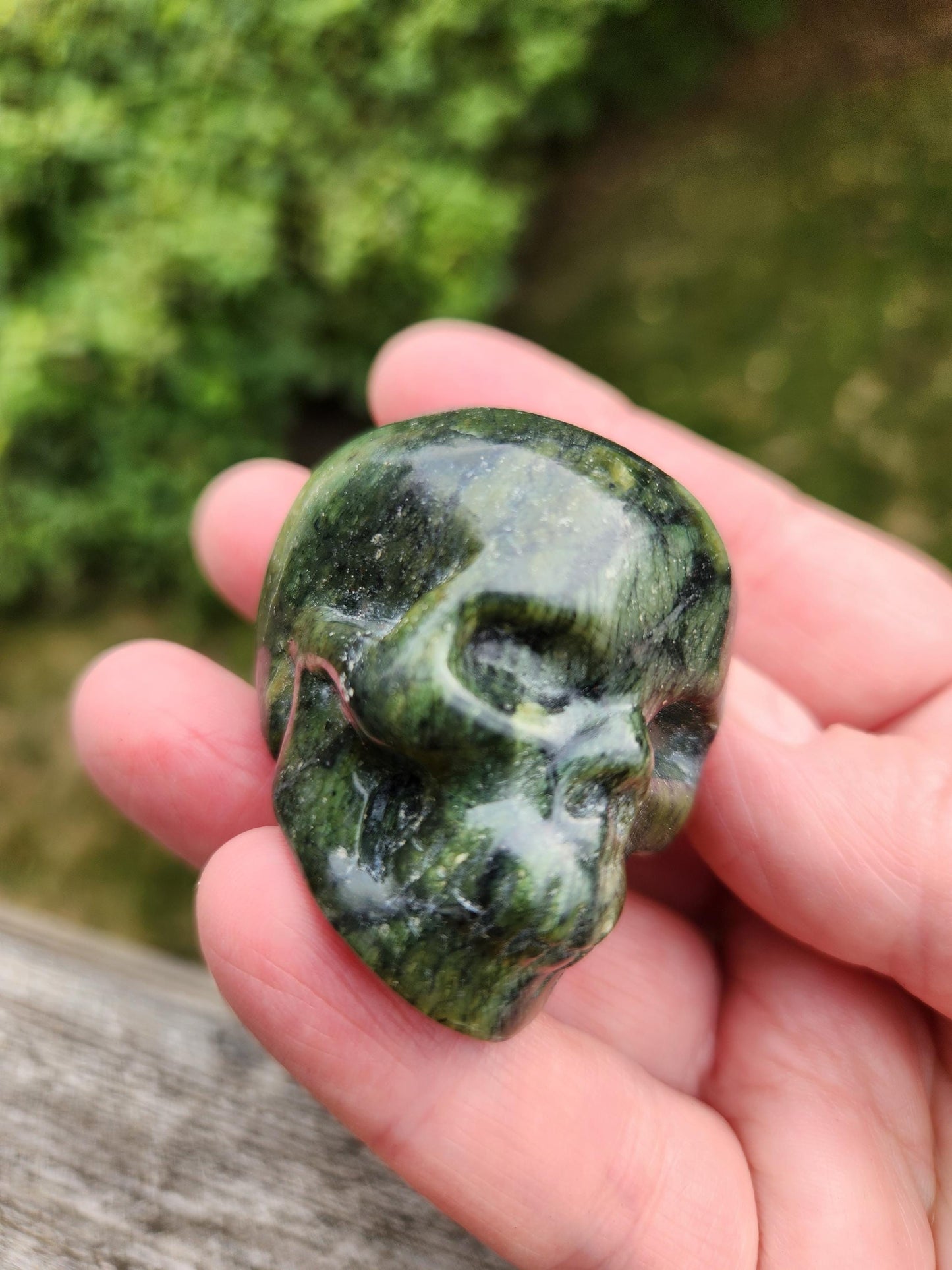Dark Green Jade Crystal Skull