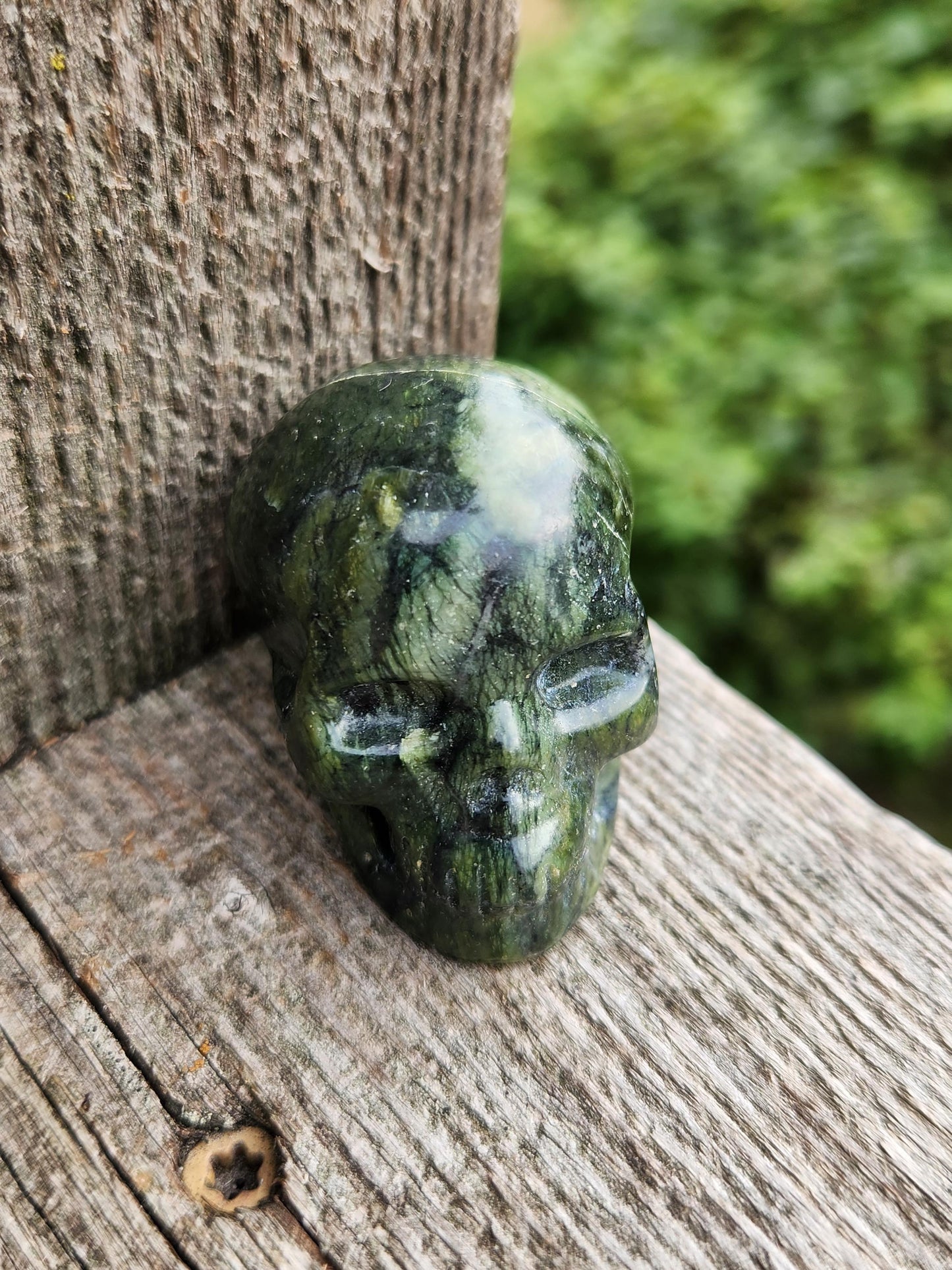Dark Green Jade Crystal Skull