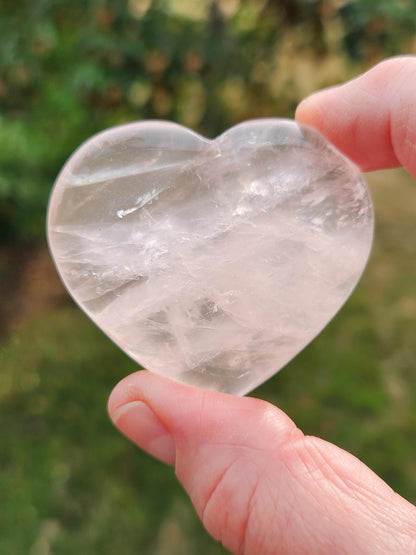 Set of 2 Hearts Purple Ametrine Amethyst Crystal and Rose Quartz Carved Hearts