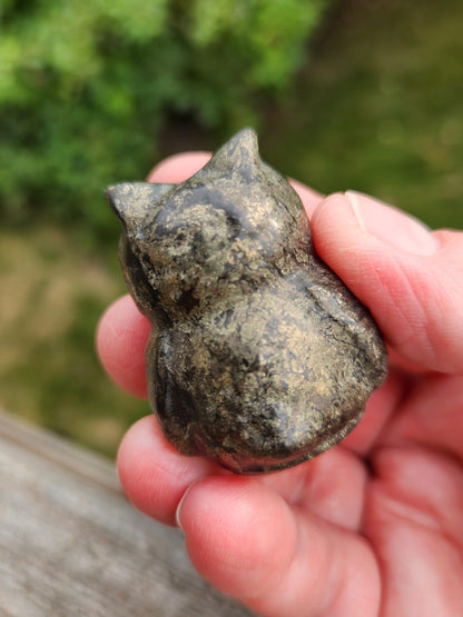 Pyrite Crystal Owl: Natural Stone Figurine