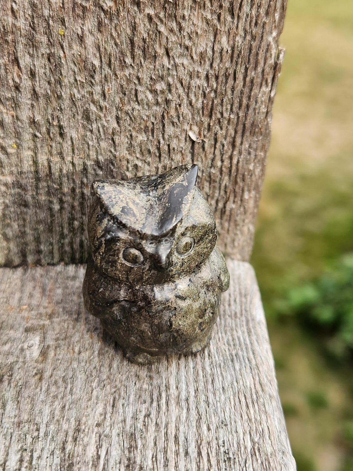 Pyrite Crystal Owl: Natural Stone Figurine
