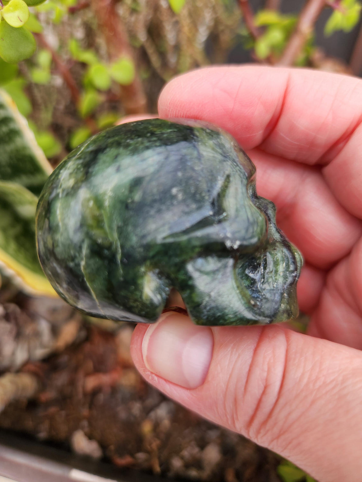 Dark Green Jade Crystal Skull
