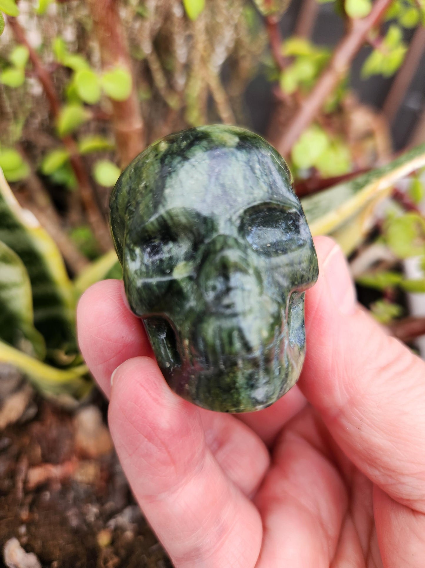 Dark Green Jade Crystal Skull