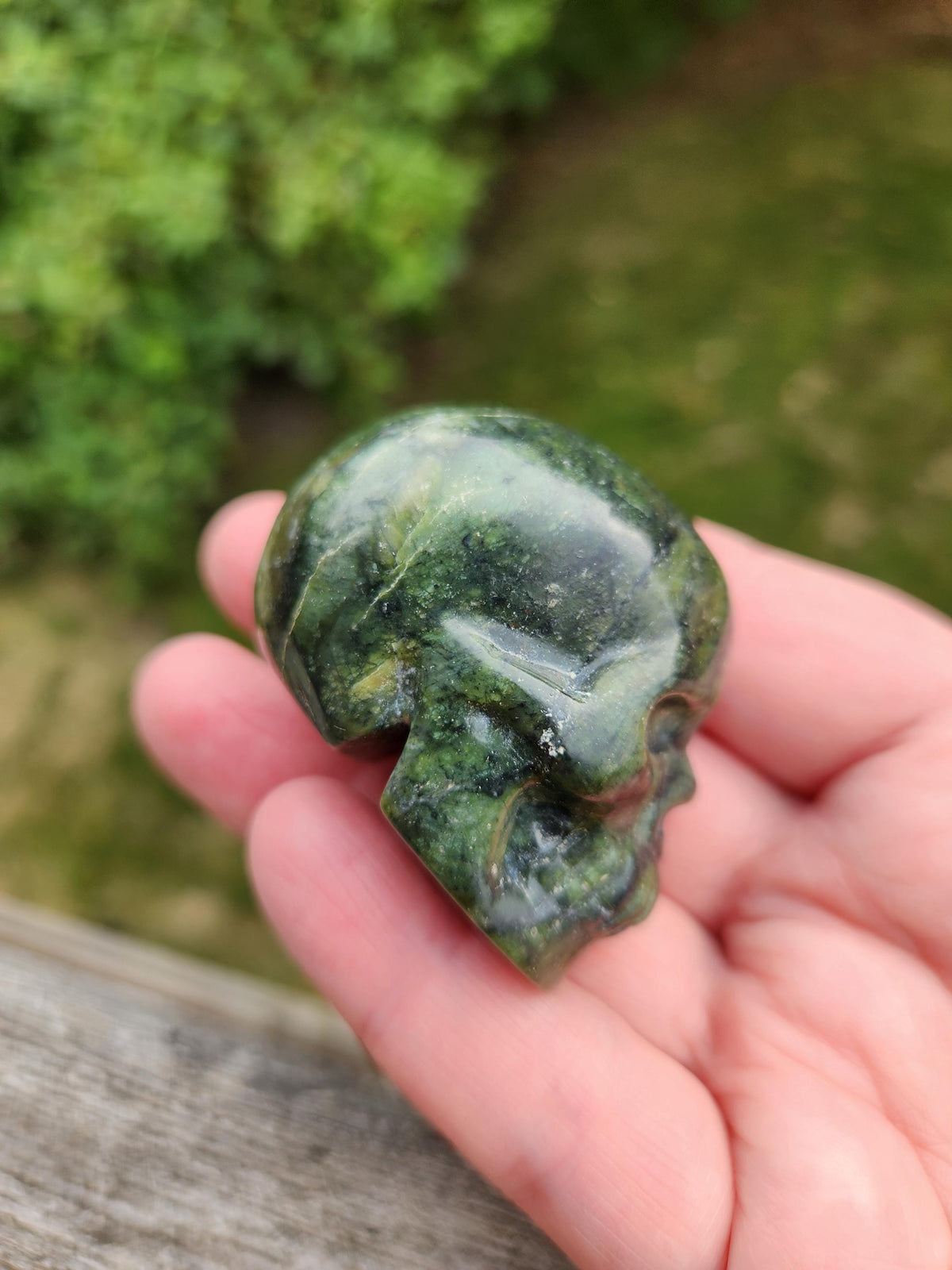 Dark Green Jade Crystal Skull