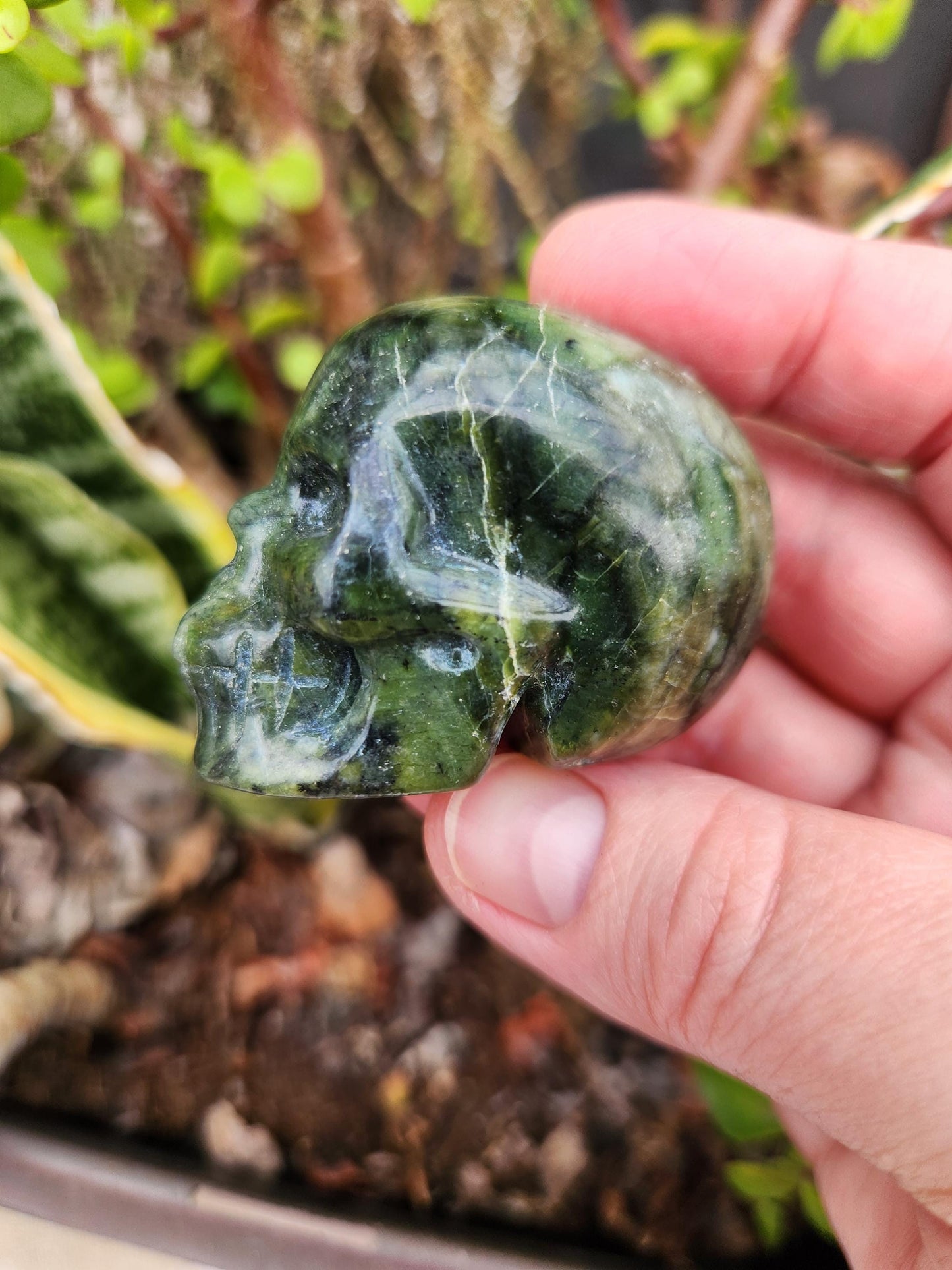 Dark Green Jade Crystal Skull
