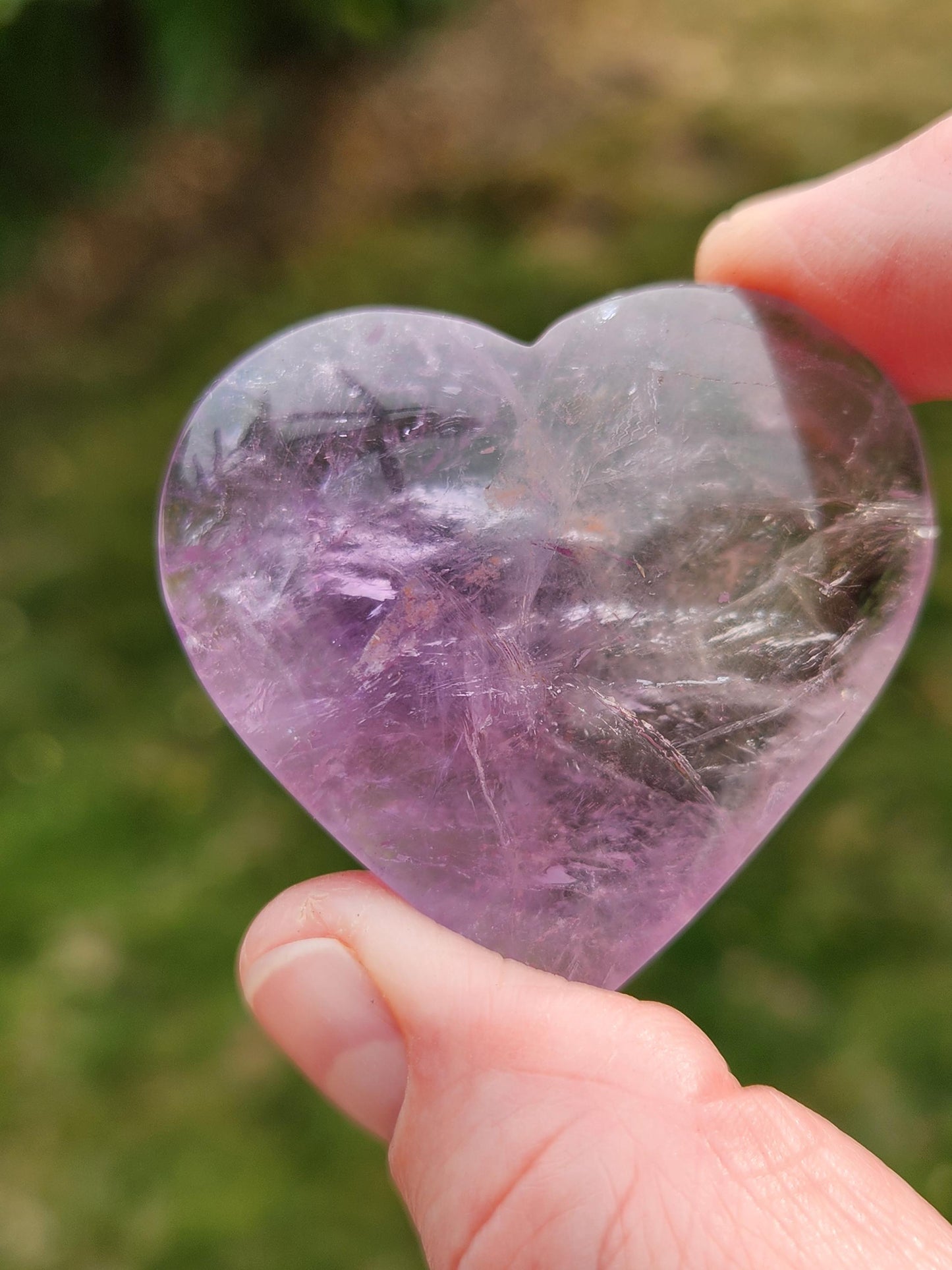 Set of 2 Hearts Purple Ametrine Amethyst Crystal and Rose Quartz Carved Hearts