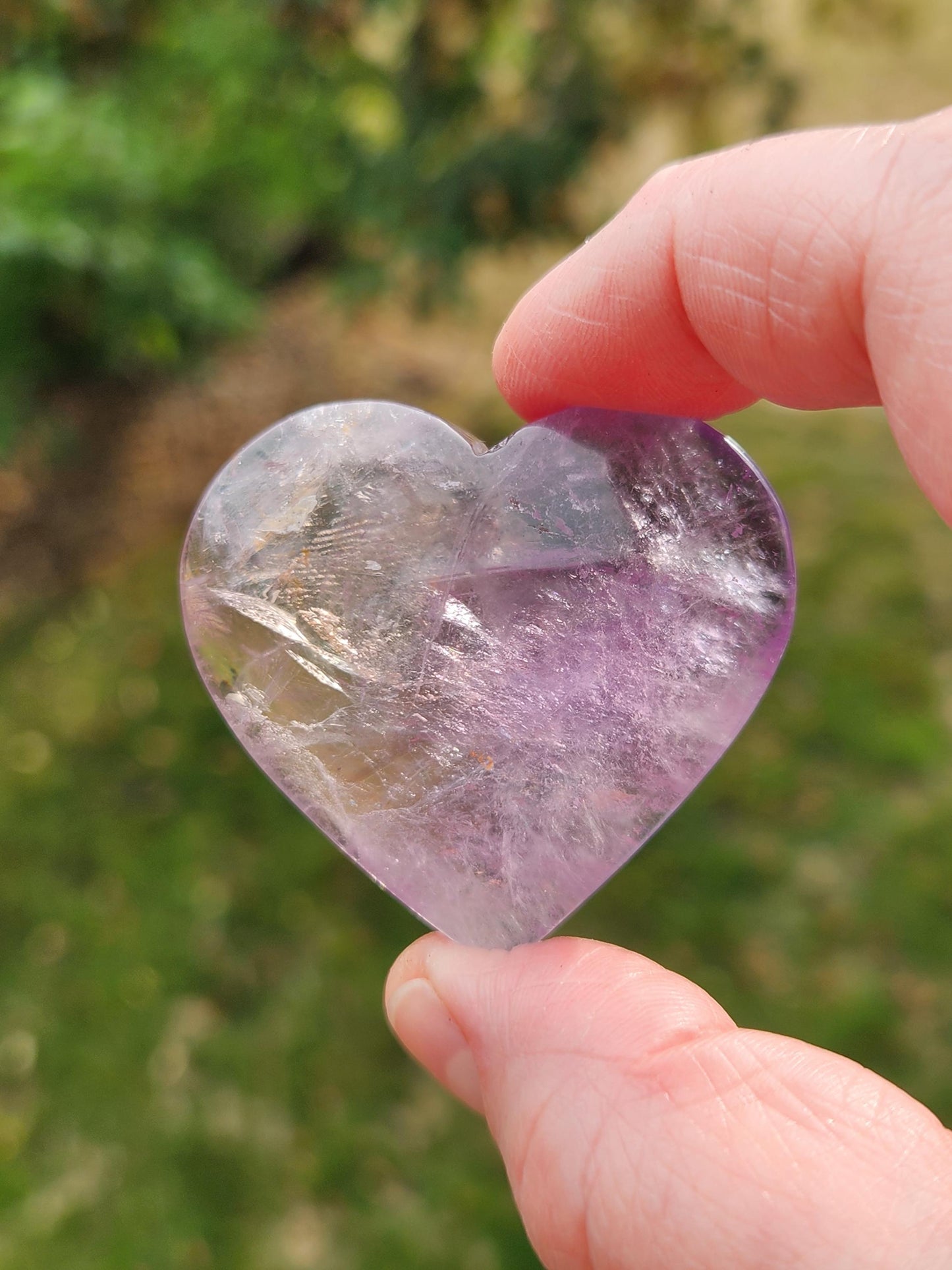 Set of 2 Hearts Purple Ametrine Amethyst Crystal and Rose Quartz Carved Hearts