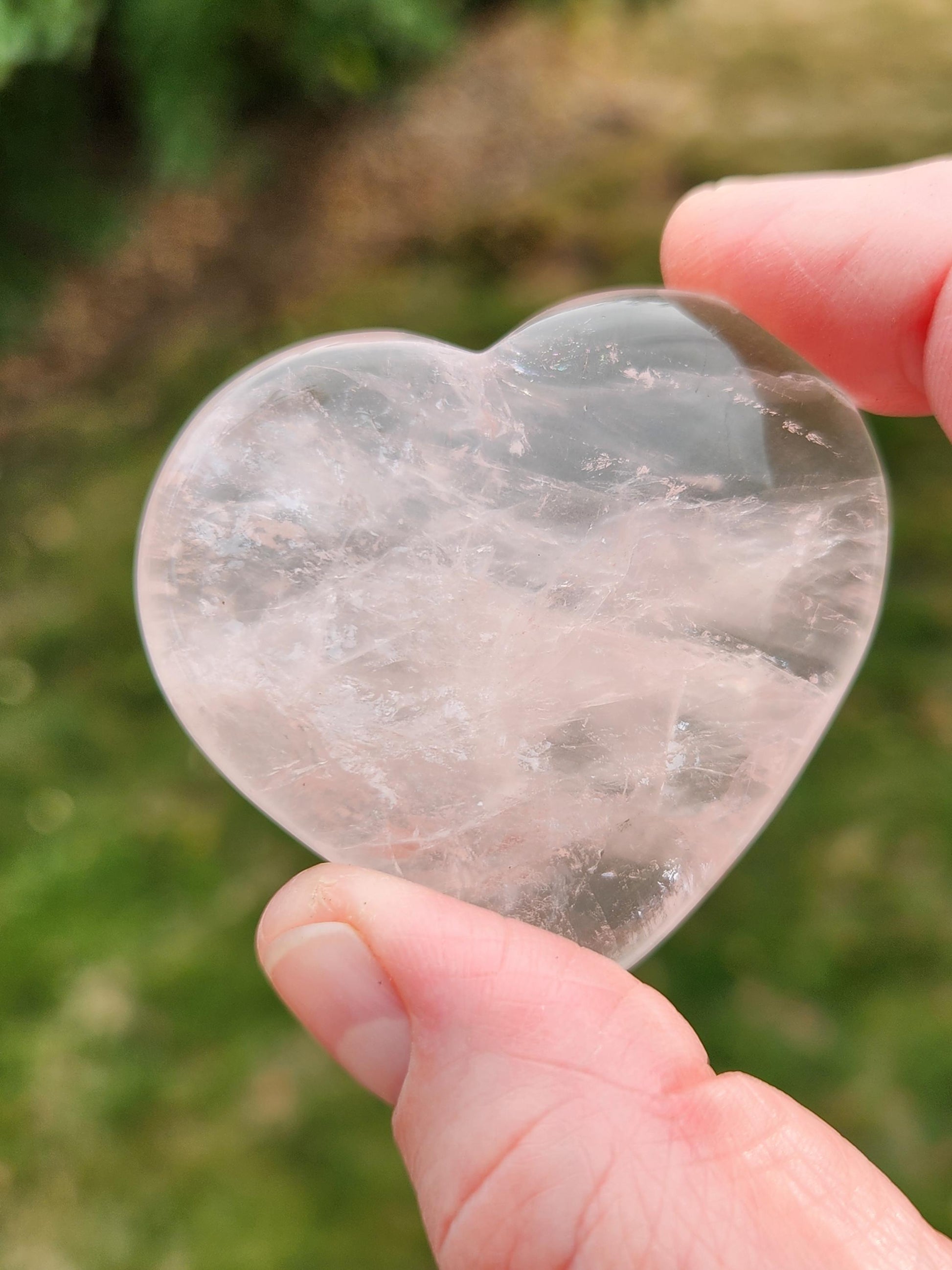 Set of 2 Hearts Purple Ametrine Amethyst Crystal and Rose Quartz Carved Hearts