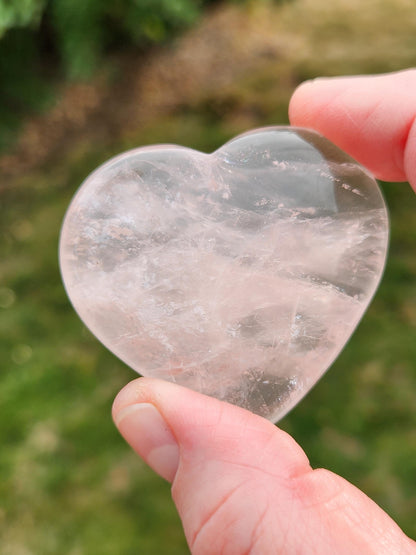 Set of 2 Hearts Purple Ametrine Amethyst Crystal and Rose Quartz Carved Hearts