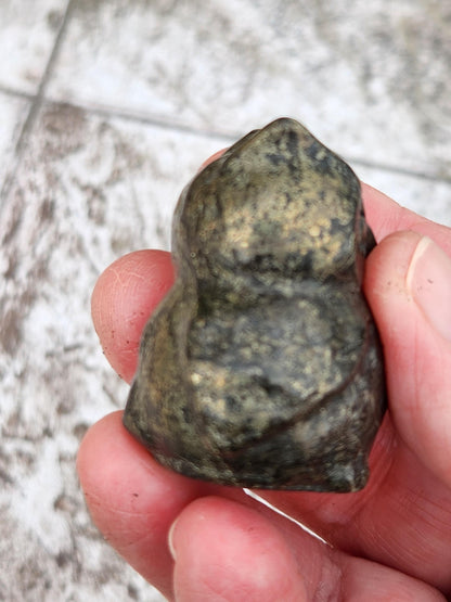 Pyrite Crystal Owl: Natural Stone Figurine