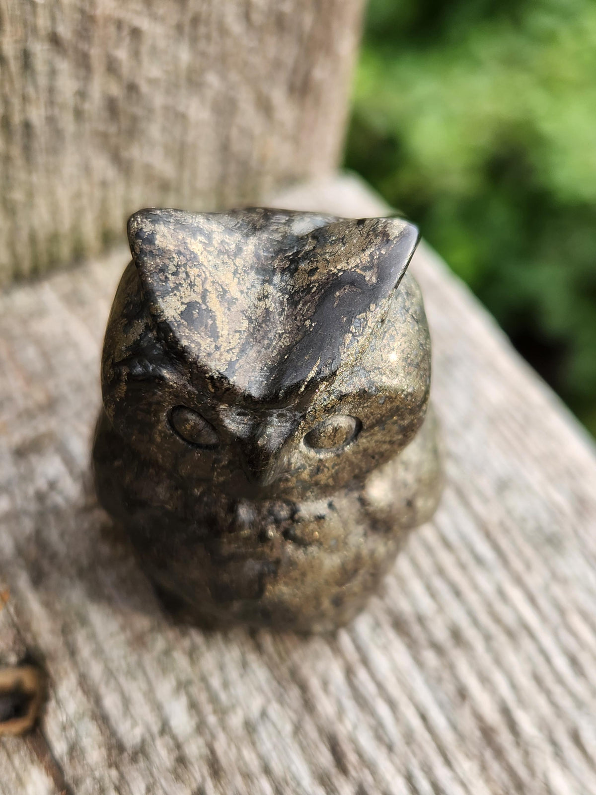 Pyrite Crystal Owl: Natural Stone Figurine