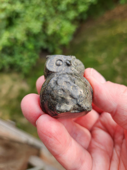 Pyrite Crystal Owl: Natural Stone Figurine