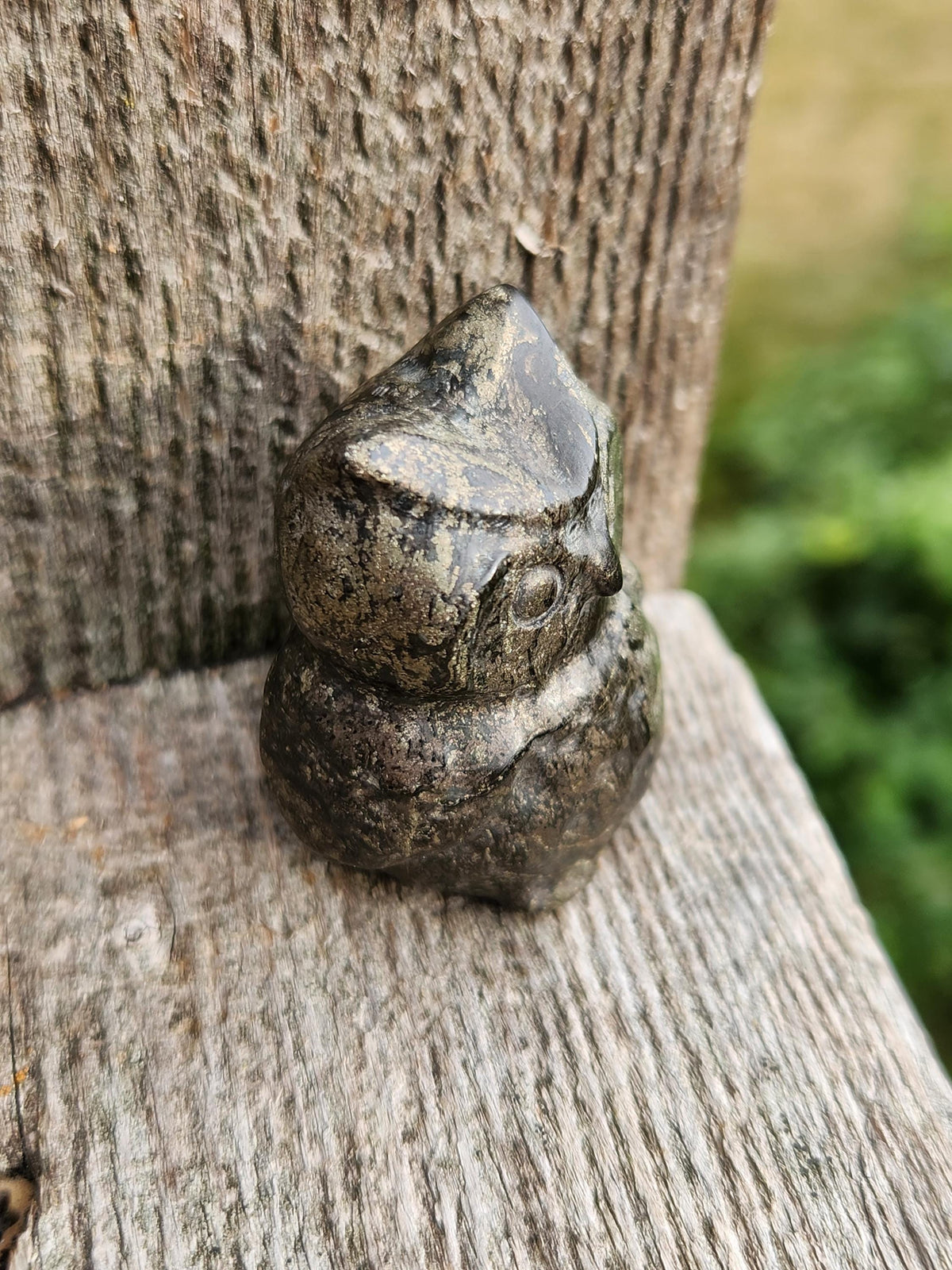 Pyrite Crystal Owl: Natural Stone Figurine