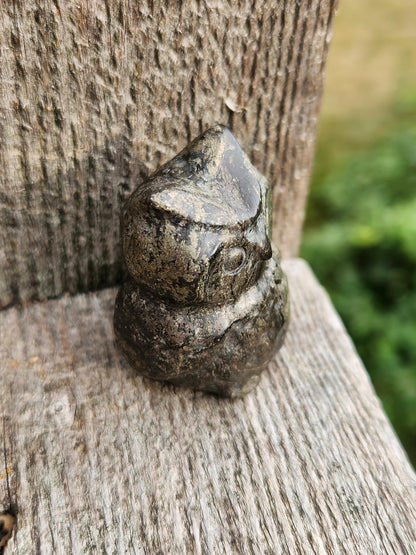 Pyrite Crystal Owl: Natural Stone Figurine