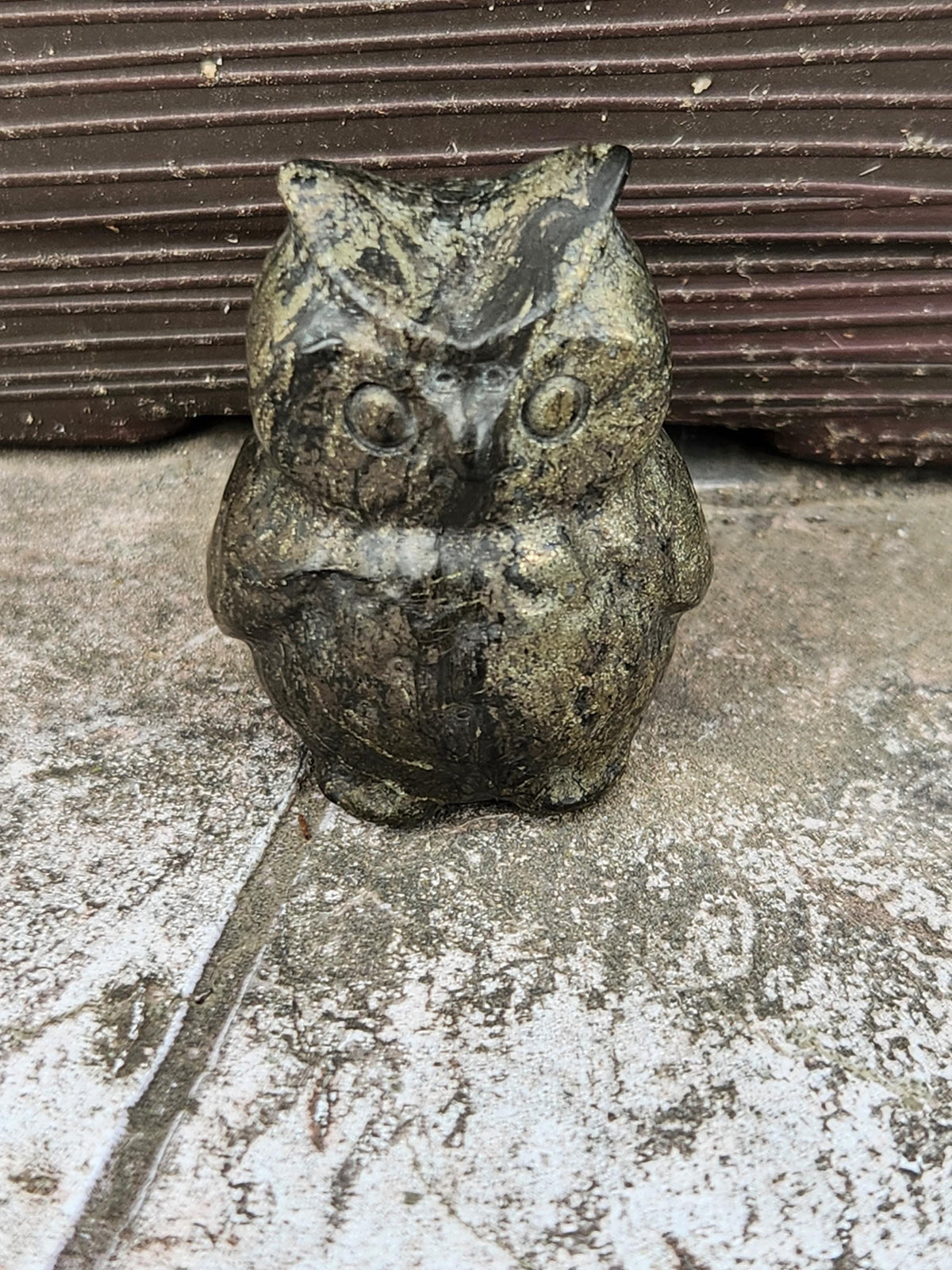 Pyrite Crystal Owl: Natural Stone Figurine