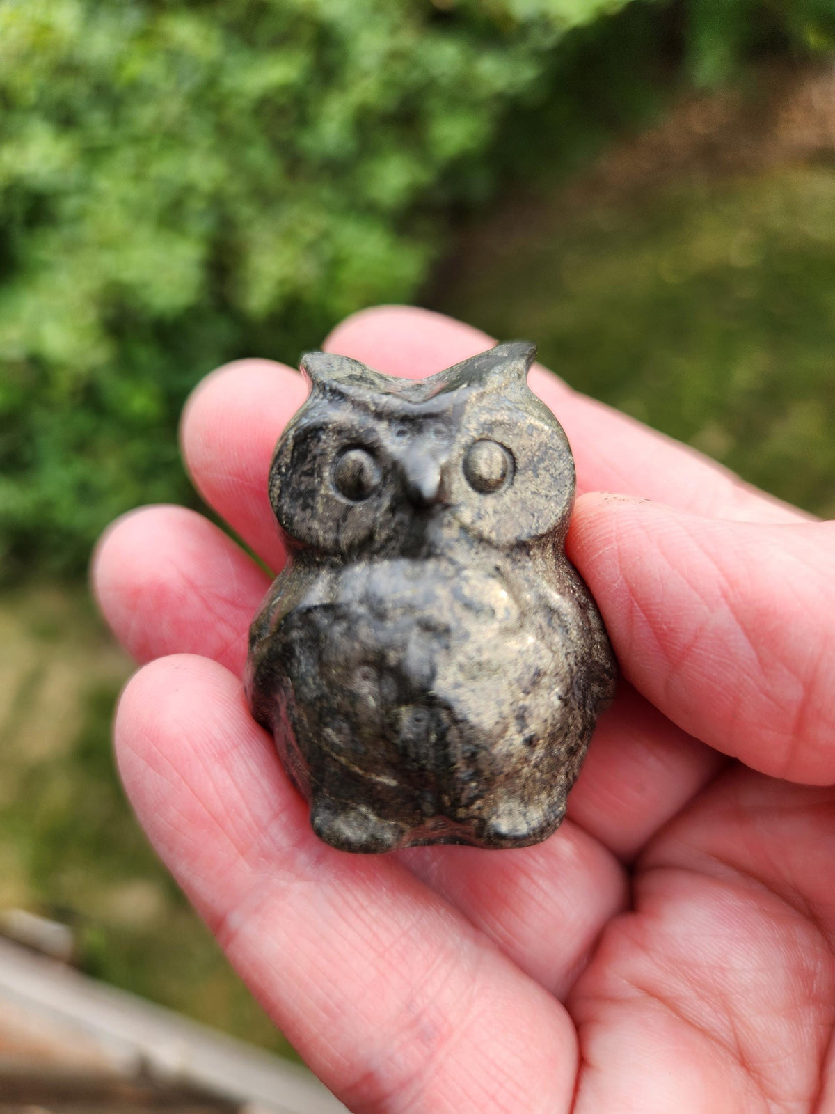 Pyrite Crystal Owl: Natural Stone Figurine