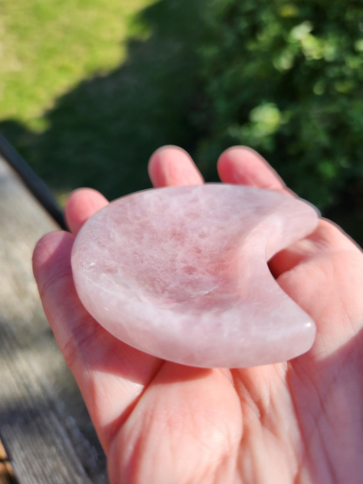 Rose Quartz Half Moon Crystal Shallow Bowl Or Dish: Decorative Small Tray
