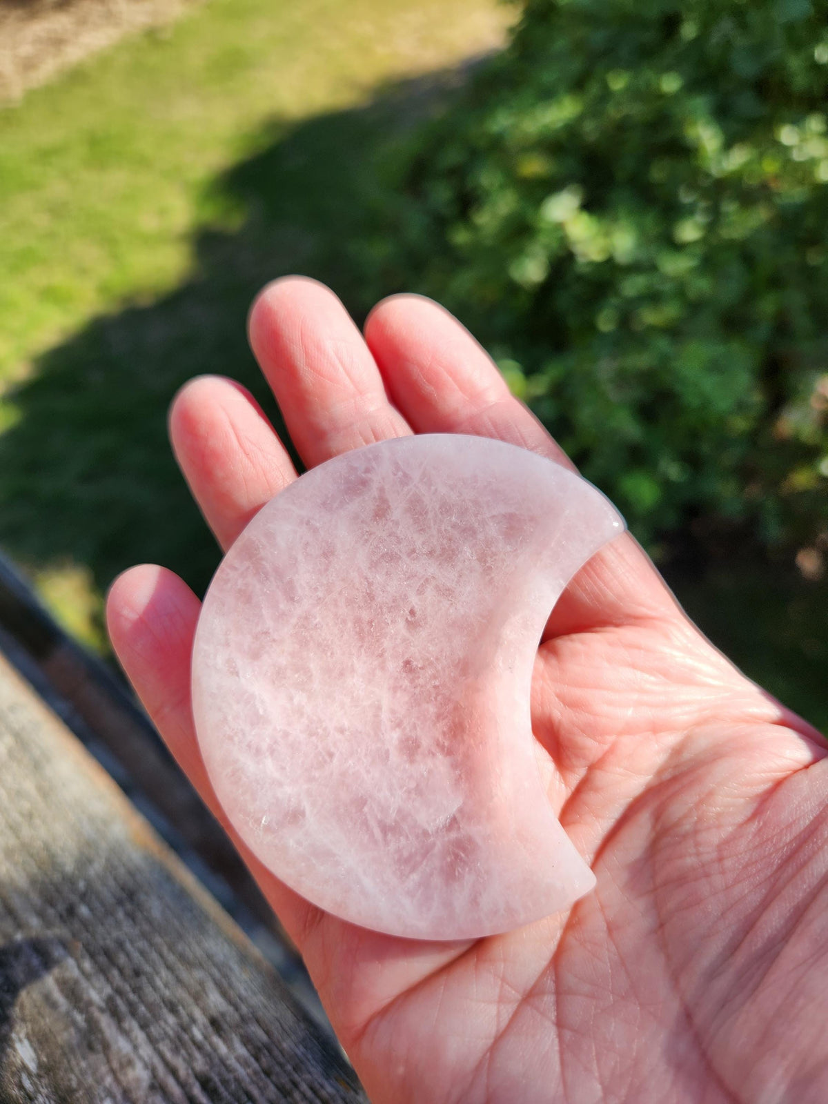 Rose Quartz Half Moon Crystal Shallow Bowl Or Dish: Decorative Small Tray