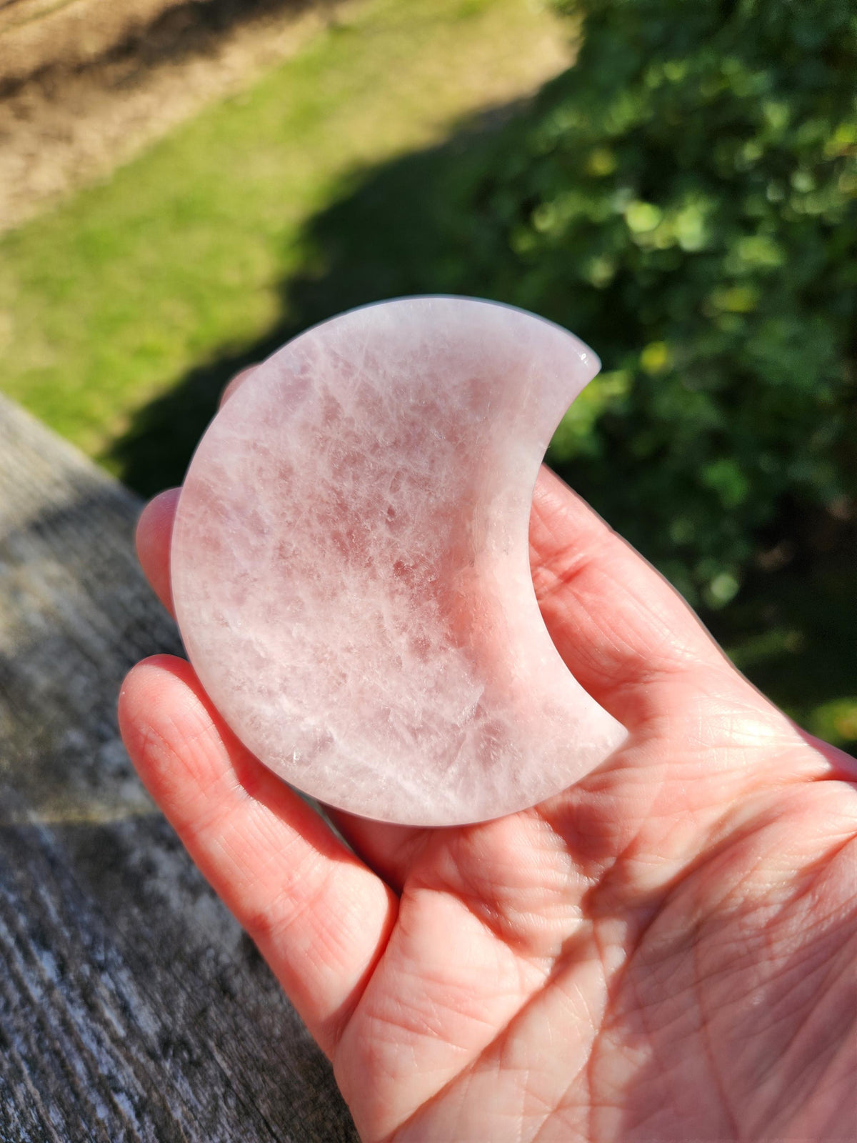 Rose Quartz Half Moon Crystal Shallow Bowl Or Dish: Decorative Small Tray