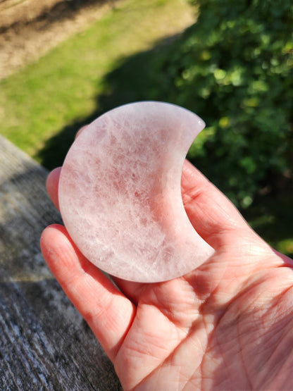 Rose Quartz Half Moon Crystal Shallow Bowl Or Dish: Decorative Small Tray
