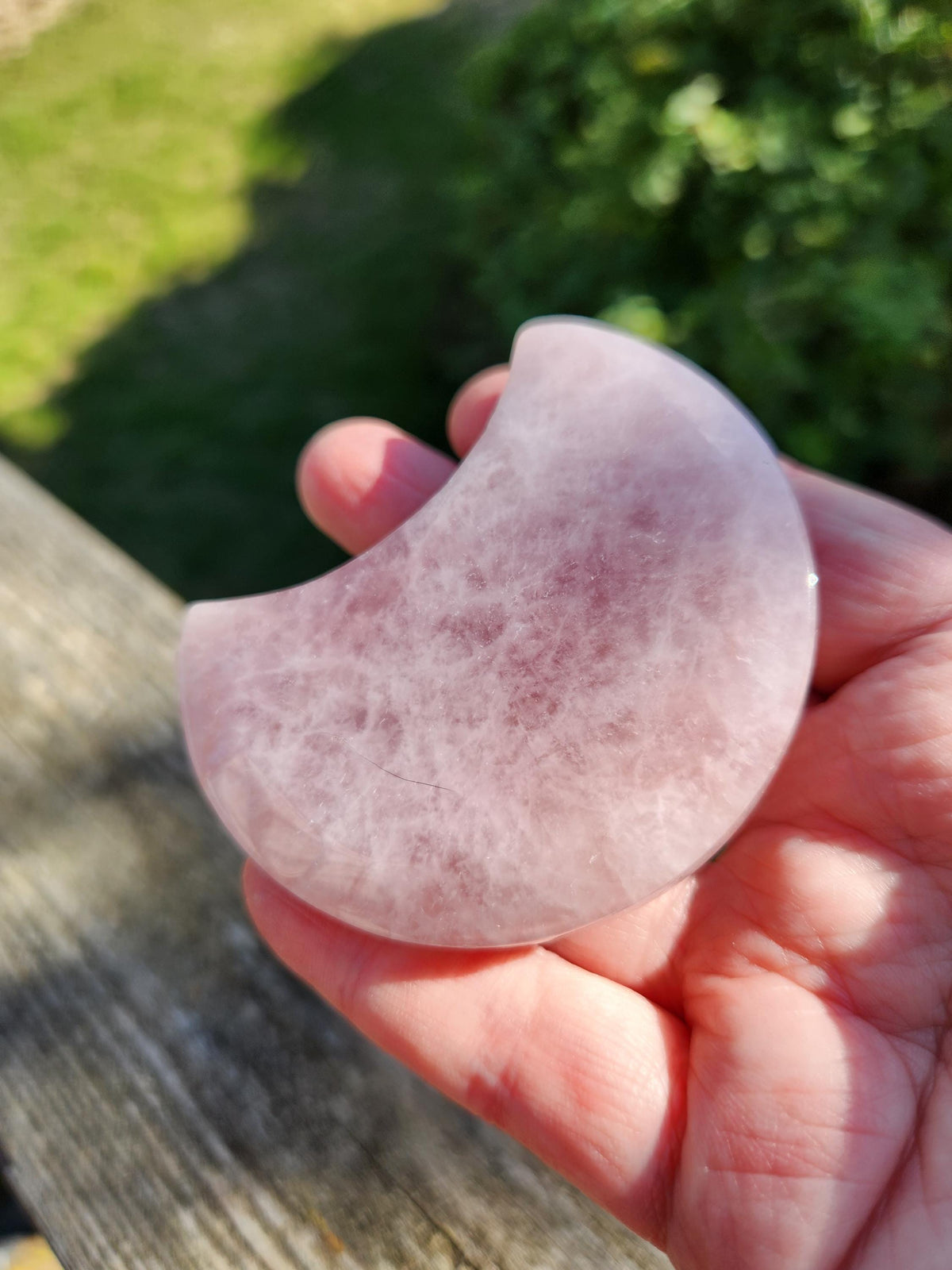 Rose Quartz Half Moon Crystal Shallow Bowl Or Dish: Decorative Small Tray