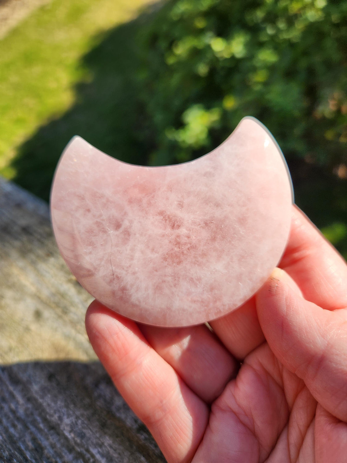 Rose Quartz Half Moon Crystal Shallow Bowl Or Dish: Decorative Small Tray
